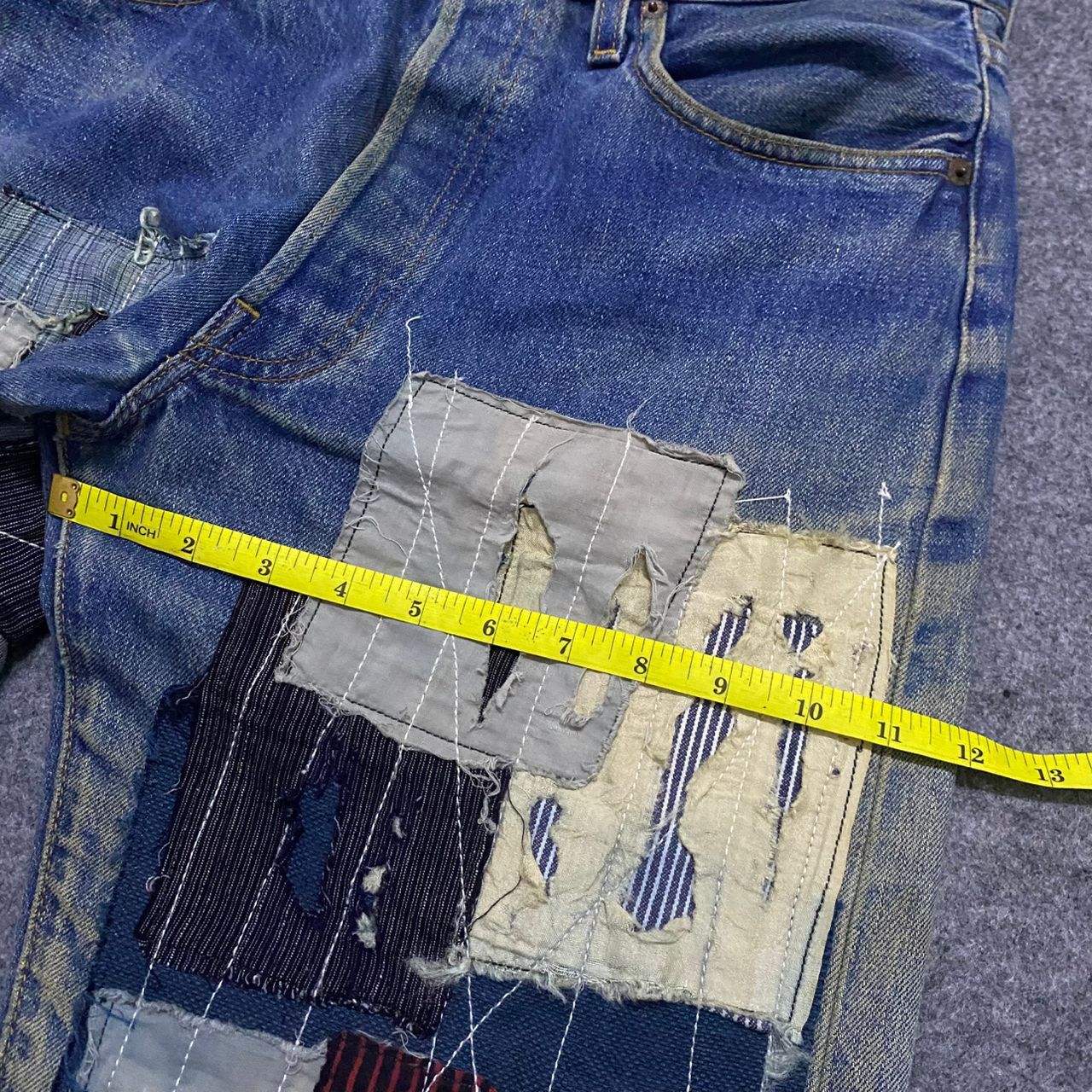 Levi's Vintage 90s Levis 501 Selvegde Patchwork Kurt Cobain Style Size US 33 - 5 Thumbnail