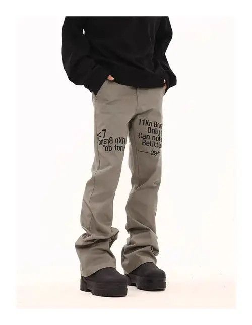 Japanese Brand Vintage street slogan embroidered micro flare casual pants Size US 30 / EU 46 - 2 Thumbnail