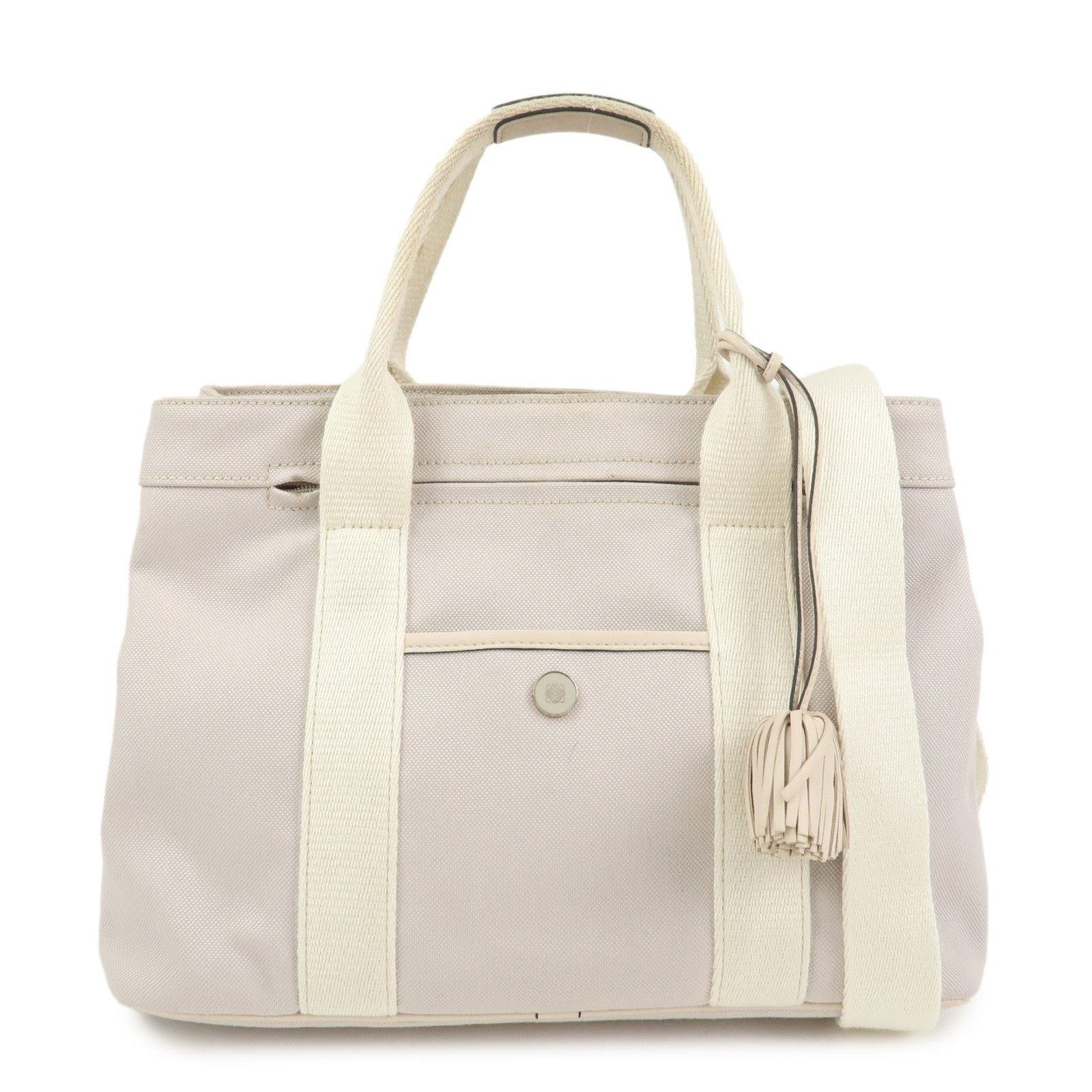 Loewe Loewe Anagram Logo Canvas Shoulder Bag Gray Size ONE SIZE - 1 Thumbnail