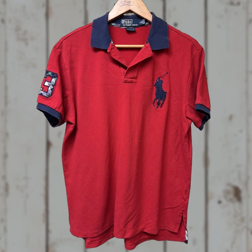 Polo Ralph Lauren VINTAGE Polo Ralph Lauren Polo Shirt Mens L Red Cotton Rugby Embroidered Logo Big Pony Size US L / EU 52-54 / 3 - 1 Thumbnail