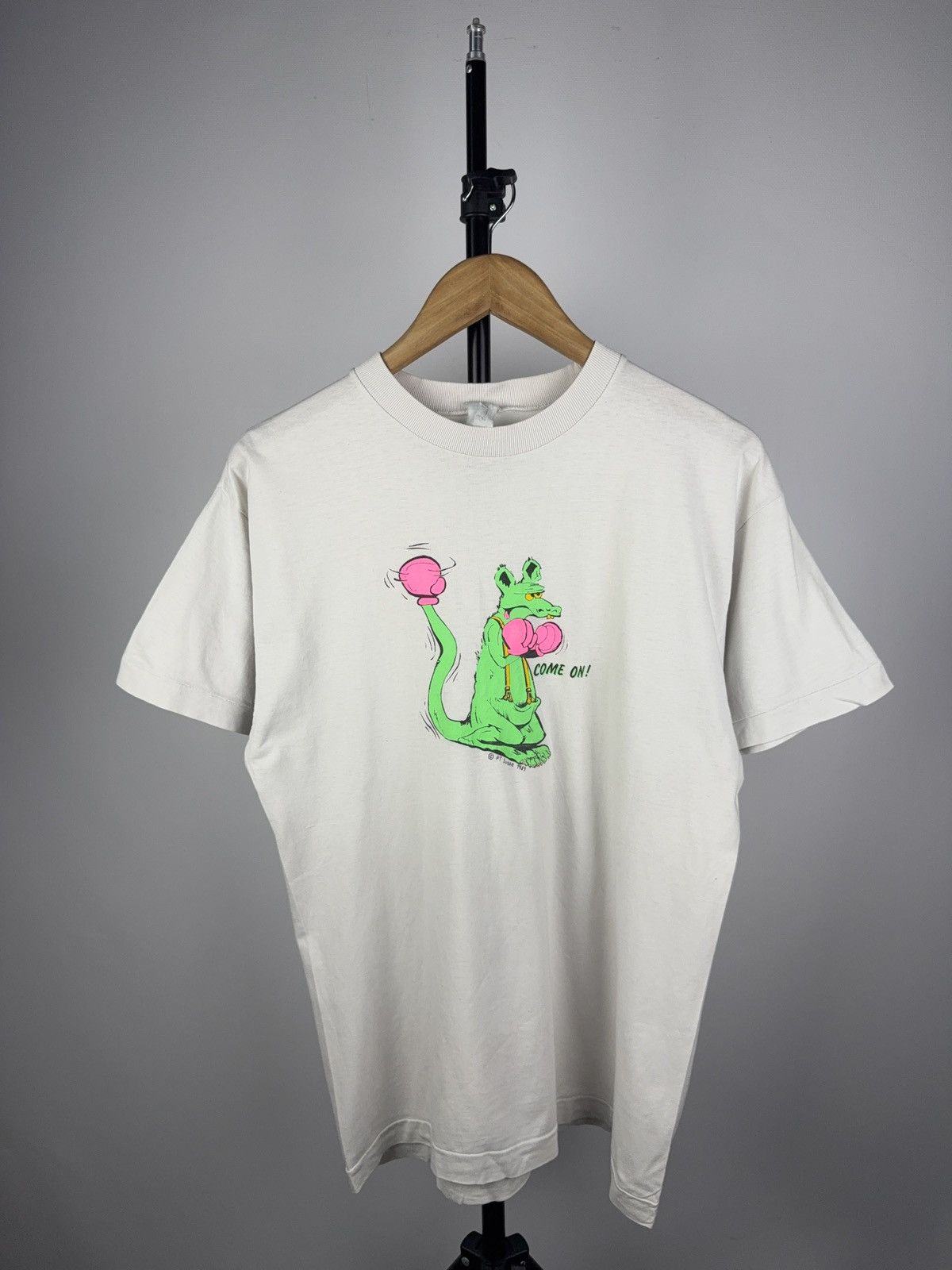 Vintage Funny / Humor 1989 Boxing Kangaroo Graphic Art Tee Shirt Size US M / EU 48-50 / 2 - 1 Thumbnail
