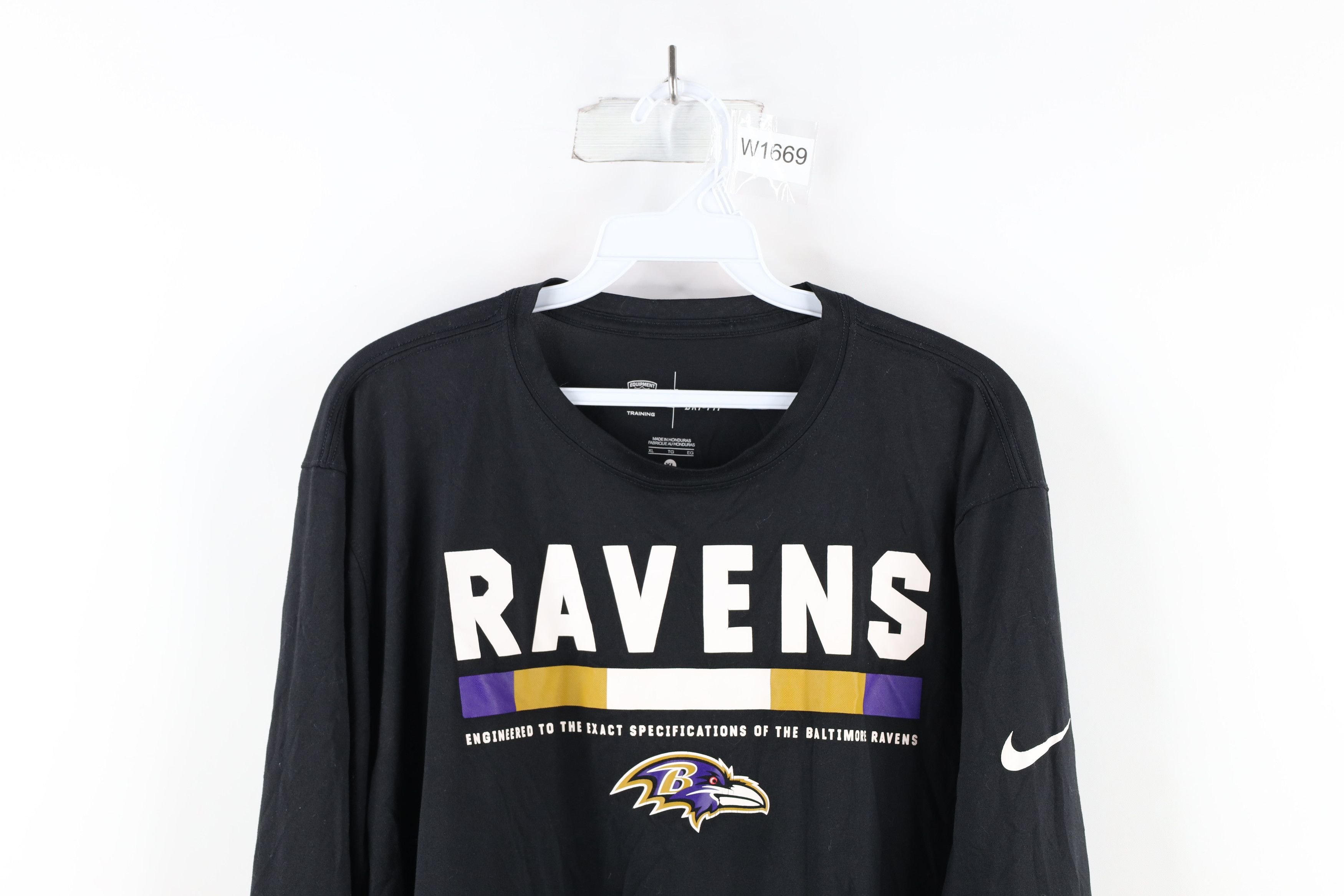 Nike × Vintage Nike Out Baltimore Ravens Football Long Sleeve T-Shirt Black Size US XL / EU 56 / 4 - 2 Thumbnail