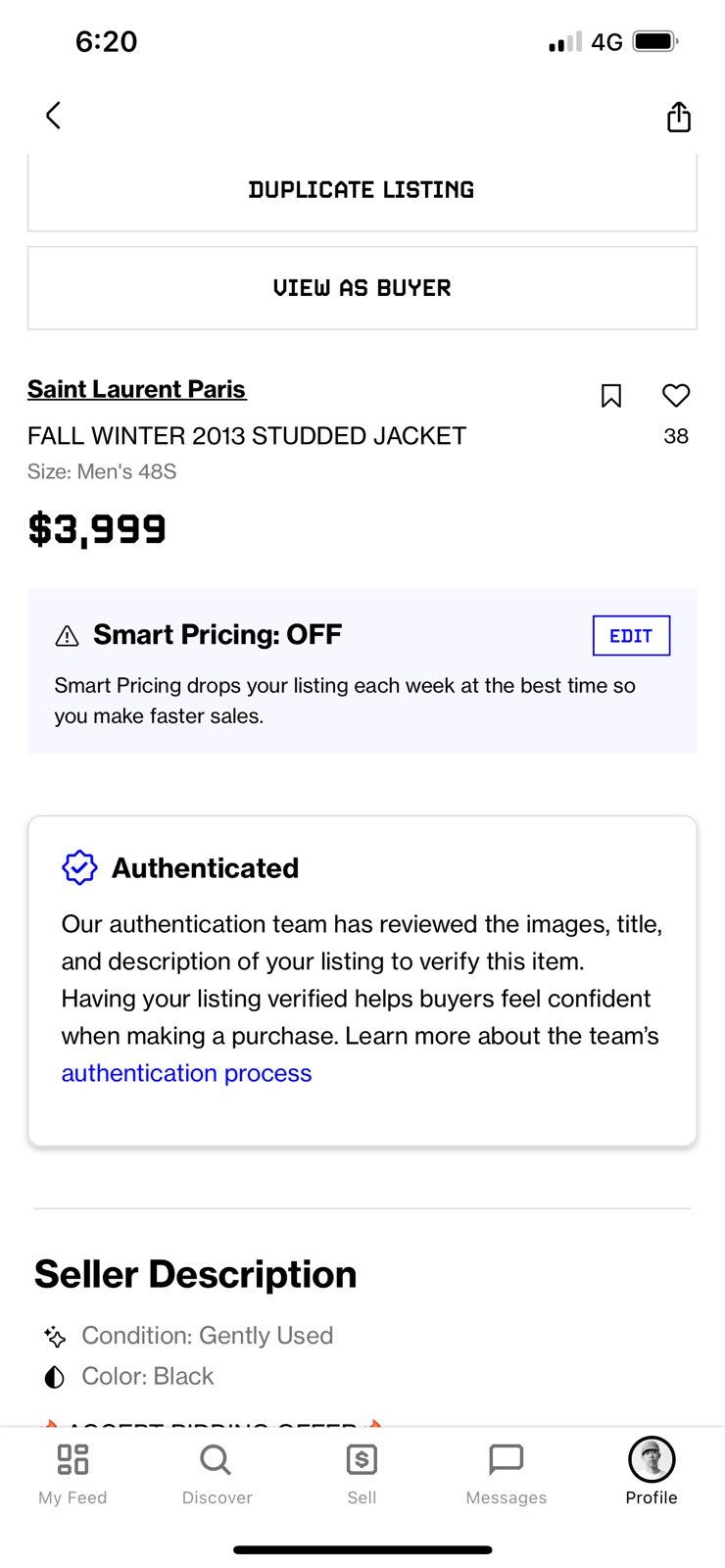 Saint Laurent Paris FALL WINTER 2013 STUDDED COAT Size 48S - 8 Thumbnail