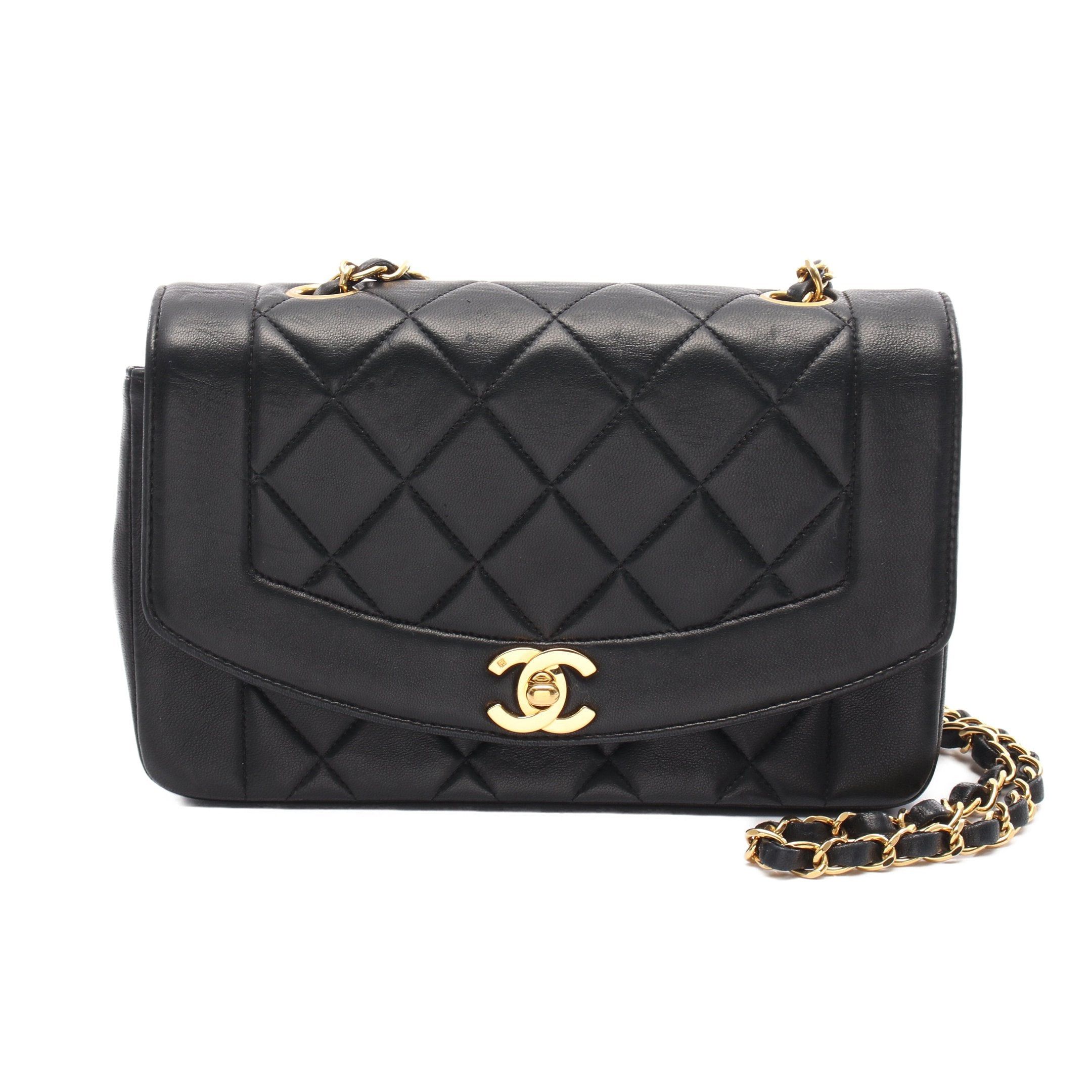 Chanel Chanel Matelasse Diana Flap Chain Shoulder Bag Lambskin Black Gold Hardware Size ONE SIZE - 1 Thumbnail