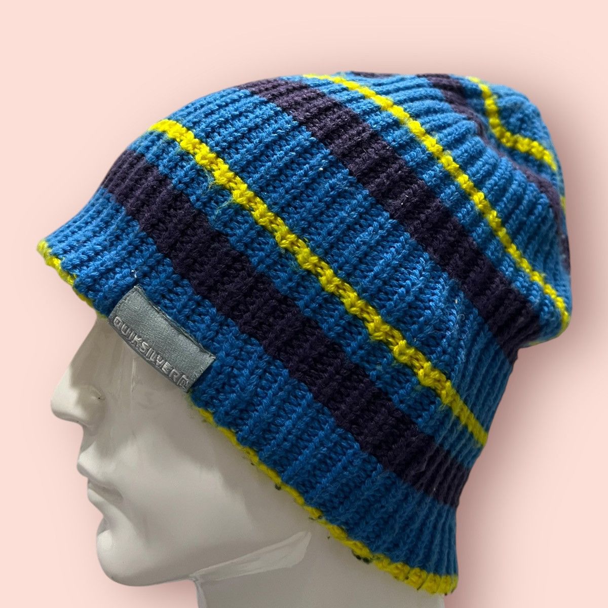 Quiksilver × Vintage VINTAGE QUIKSILVER DOUBLE LAYER STRIPED KNITTED BEANIE Size ONE SIZE - 2 Thumbnail