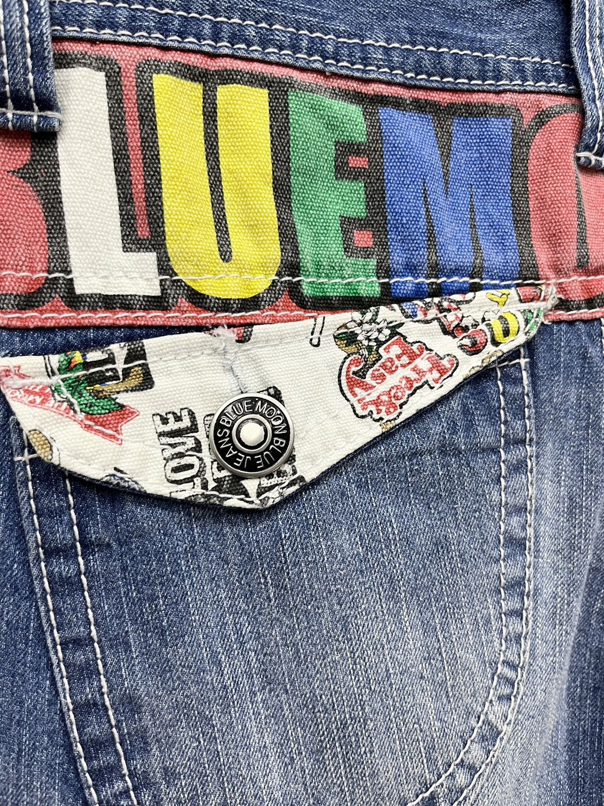 Moonstar DOPE💥 90’s Japanese Surf Brand Rainbow Spellout Waist Jeans Size US 30 / EU 46 - 11 Thumbnail