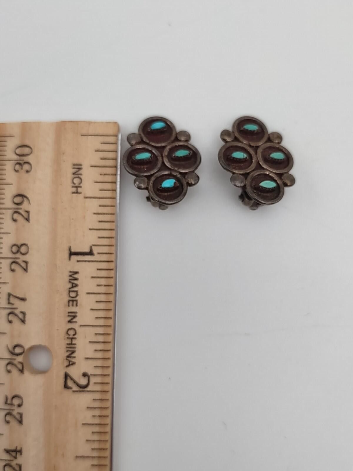 The Unbranded Brand 925 Sterling Turquoise Color Cluster Clip Earrings Size ONE SIZE - 4 Thumbnail