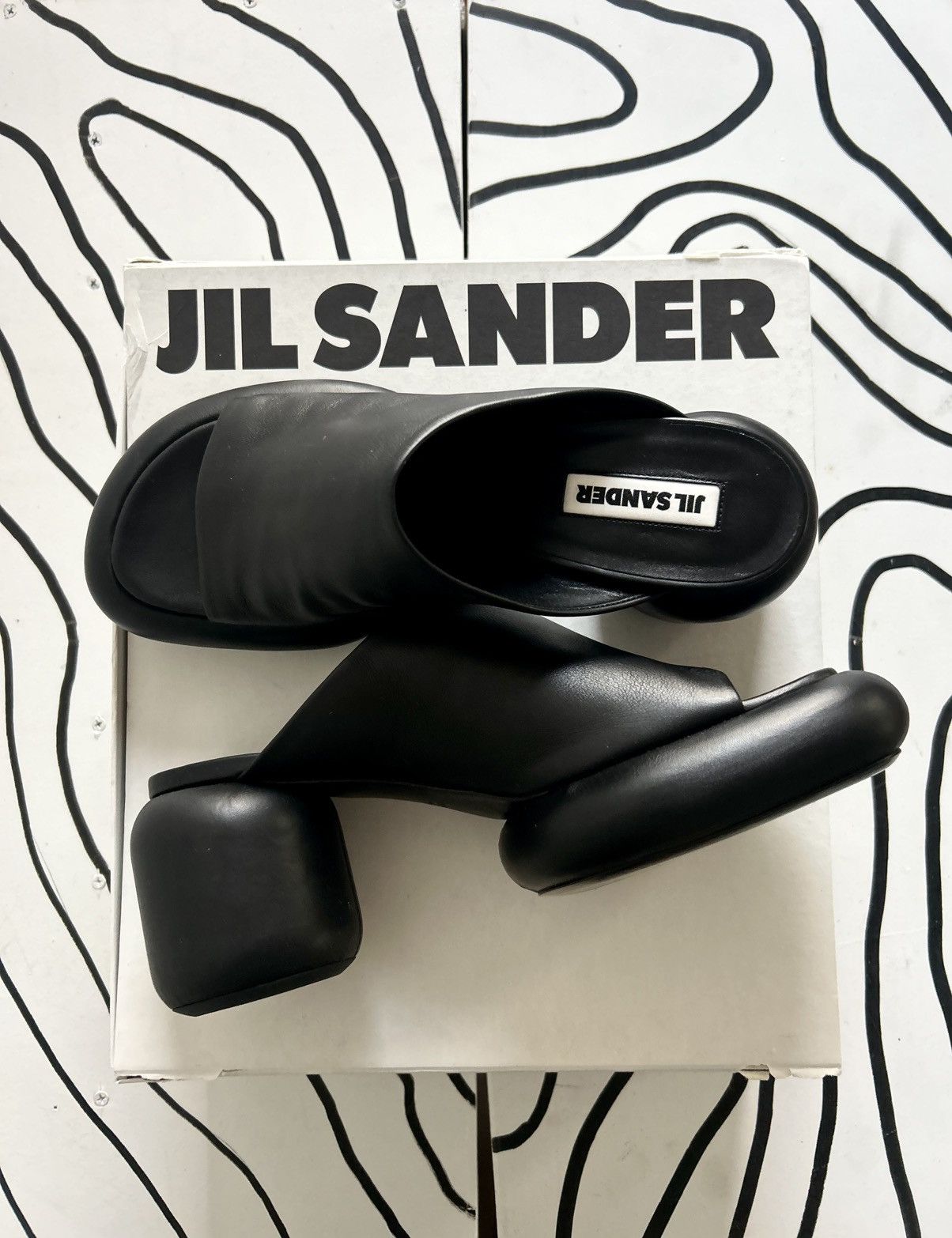 Jil Sander Jil Sander Chunky Black Leather Mules Size US 11 / IT 41 - 1 Thumbnail