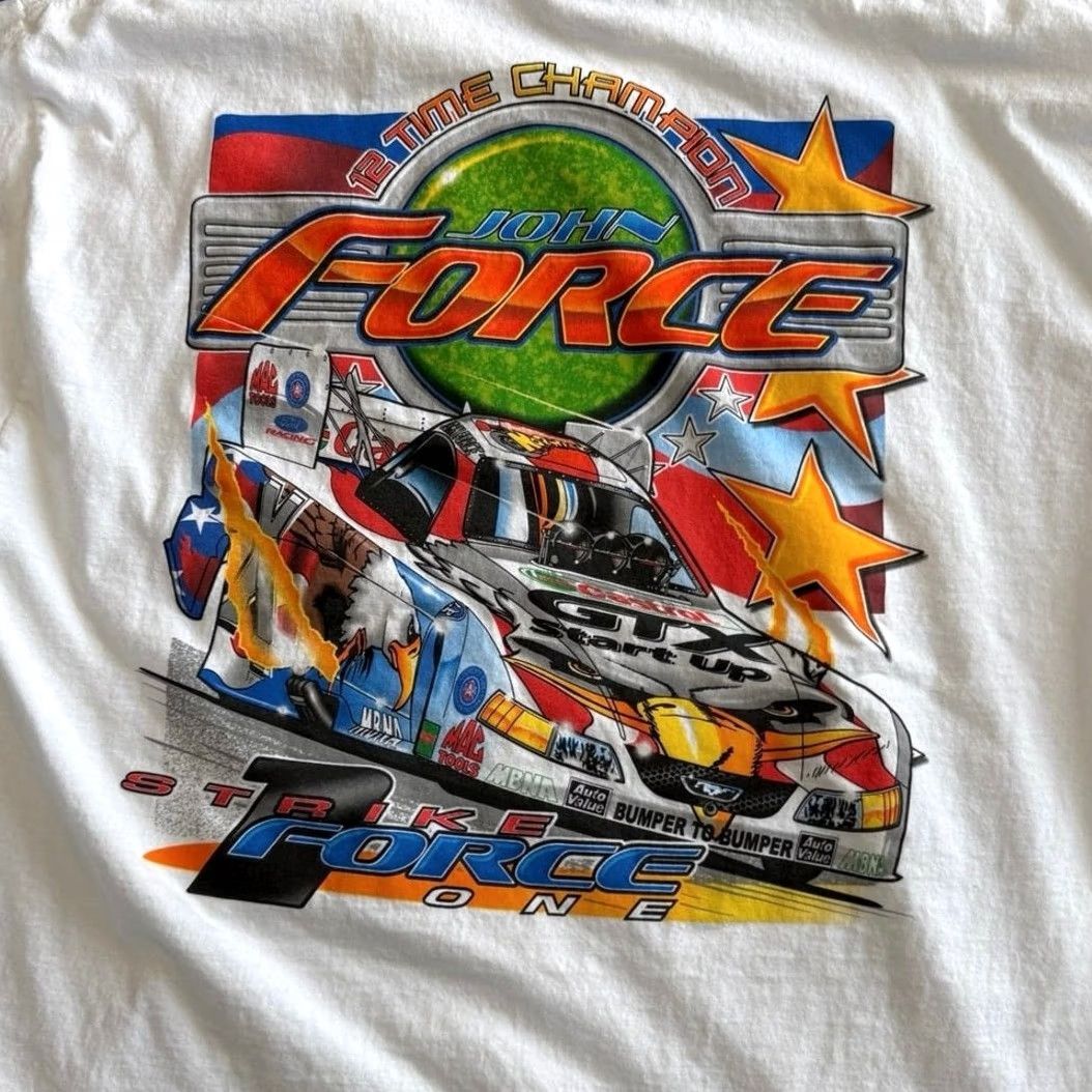 Gildan VINTAGE John Force Drag Racing T-Shirt Size 2XL Double Sided Cars Strike Force 90s Size US XXL / EU 58 / 5 - 4 Thumbnail