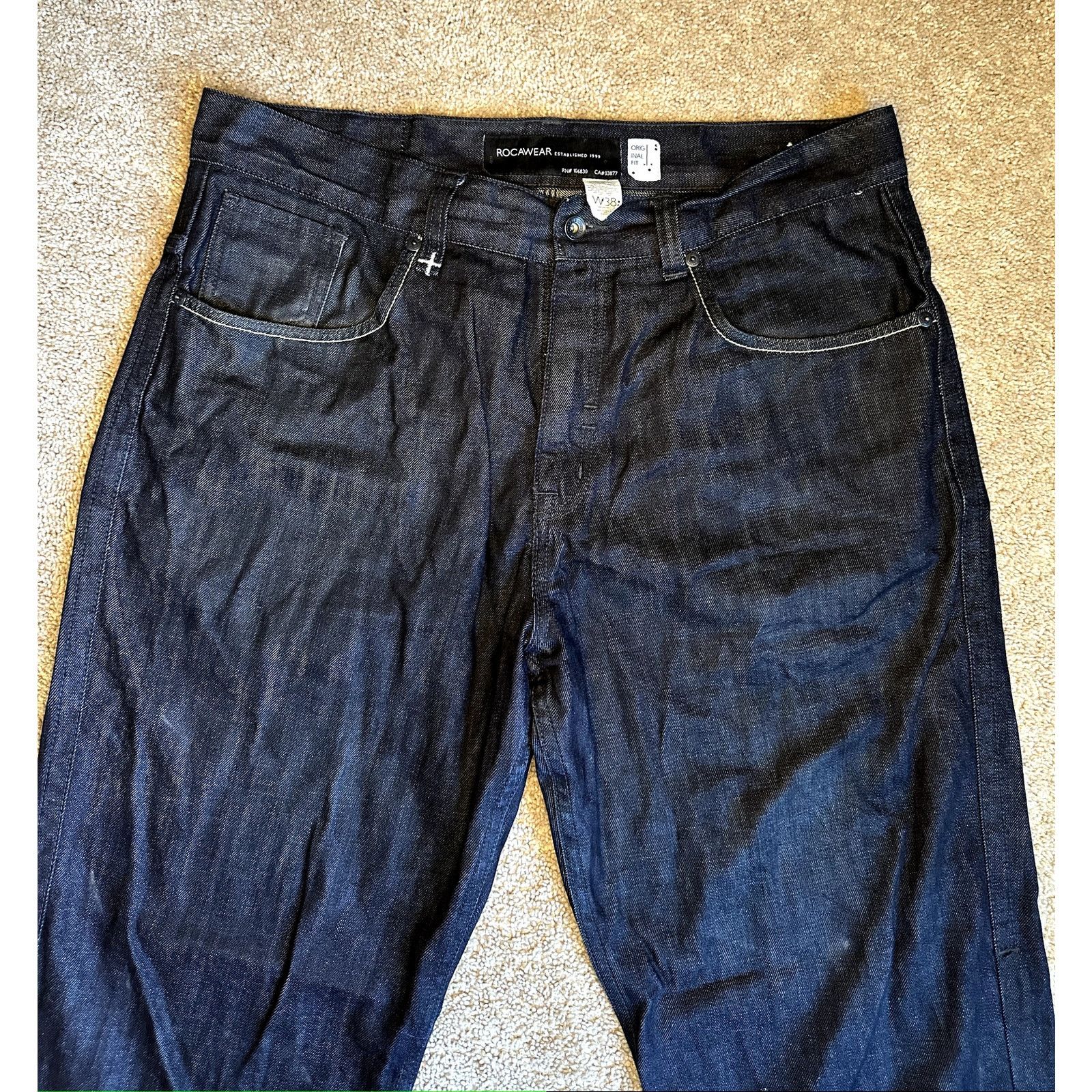 Rocawear Rocawear Original Fit Dark Wash Baggy Straight Jeans Navy 38 Size US 38 / EU 54 - 4 Thumbnail