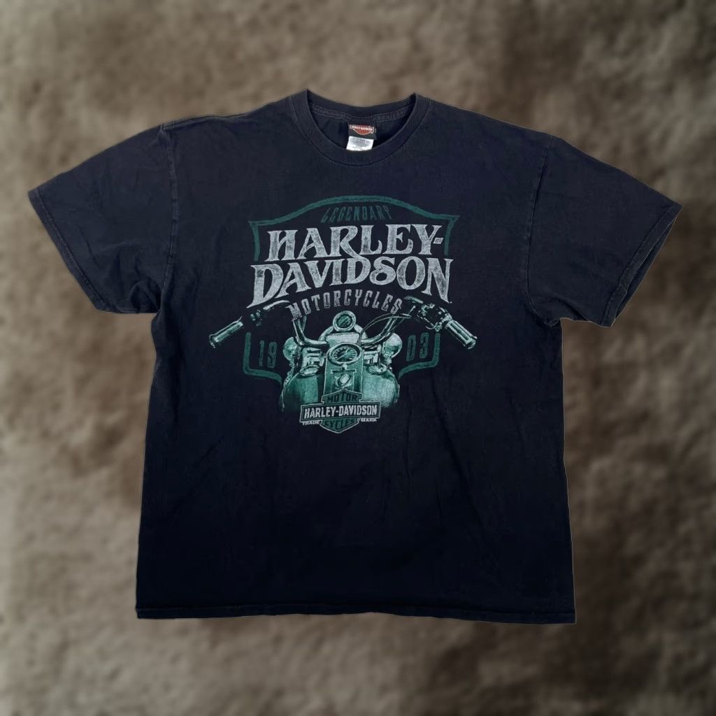 Harley Davidson VINTAGE Harley-Davidson T-Shirt XL Black Cotton, Logo, 90s Biker Motorcycle Skull, Classic, Double-Sided, Crew Neck, Short Sleeve, Men, United States Size US XL / EU 56 / 4 - 1 Thumbnail