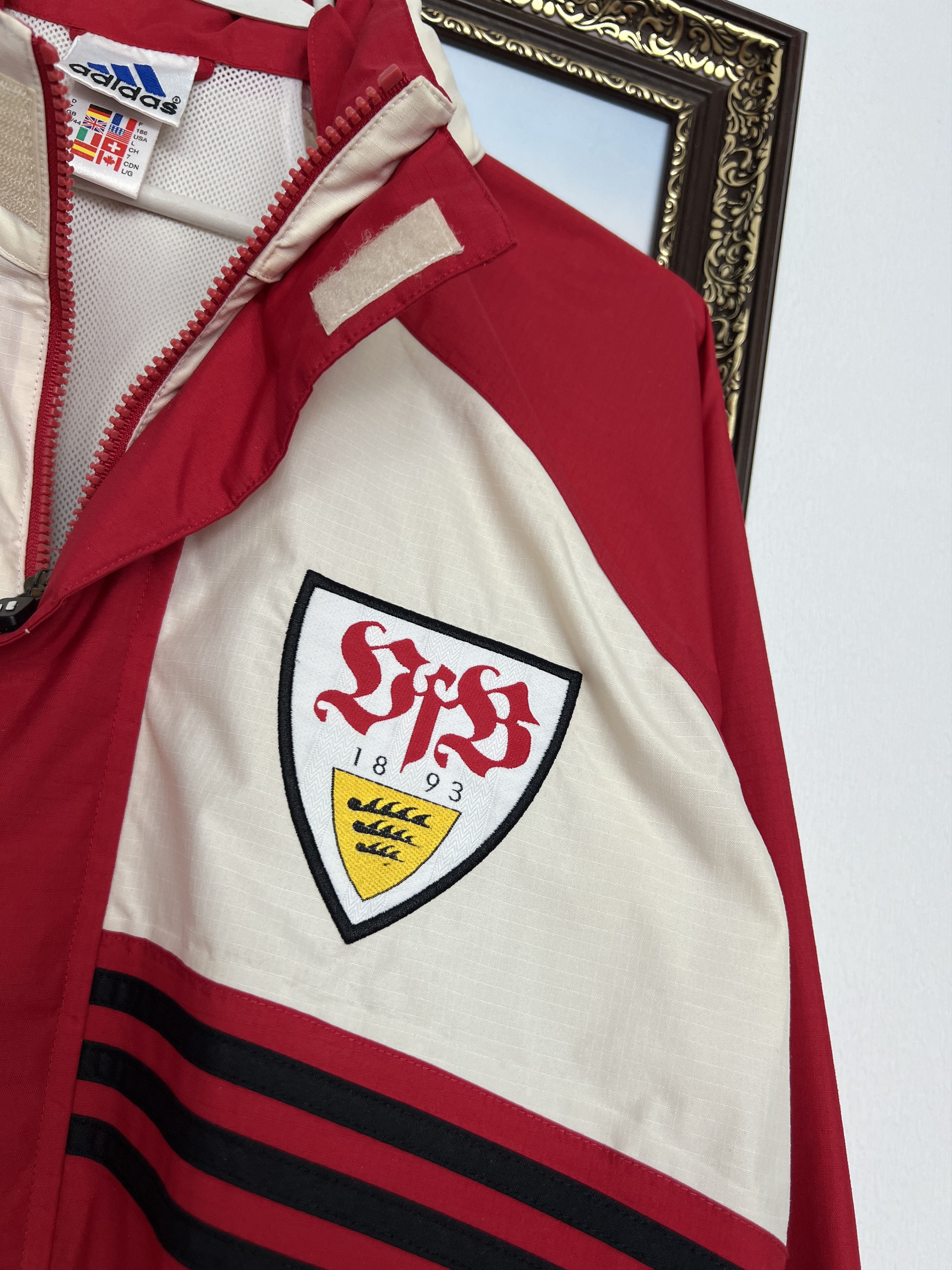 Adidas Vintage 90's Adidas VfB Stuttgart Football Jacket Soccer Size US L / EU 52-54 / 3 - 3 Thumbnail