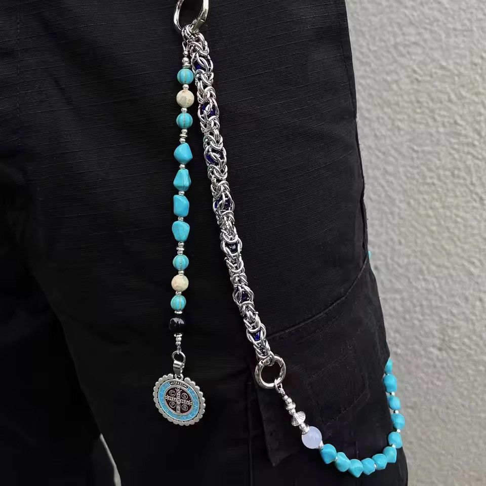 Jewelry ⛓️ New Turquoise Beaded Rosary Wallet Pant Chain Size ONE SIZE - 4 Thumbnail
