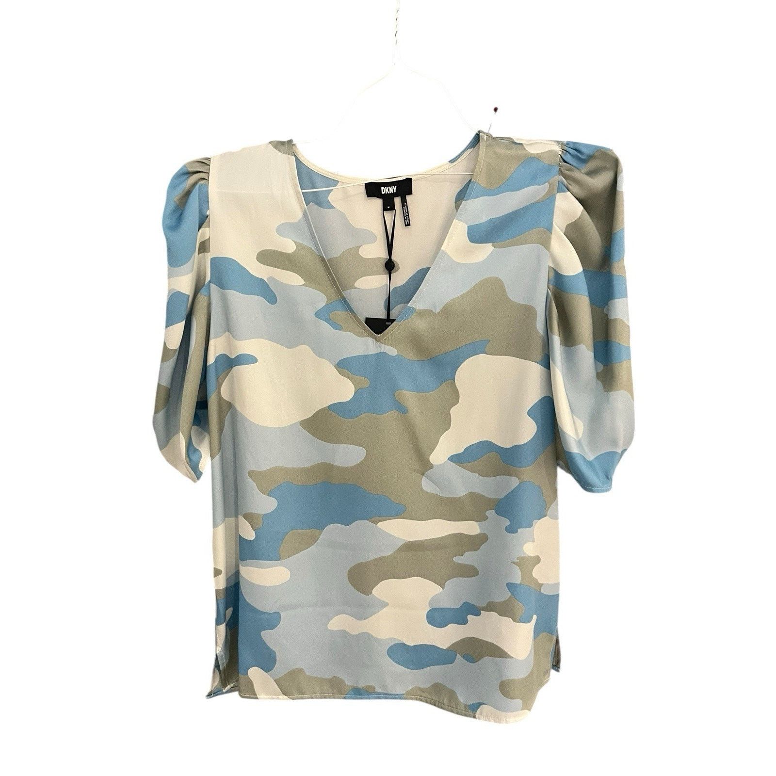 DKNY DKNY Women's M balloon sleeve blue camo blouse NWT Size M / US 6-8 / IT 42-44 - 1 Thumbnail