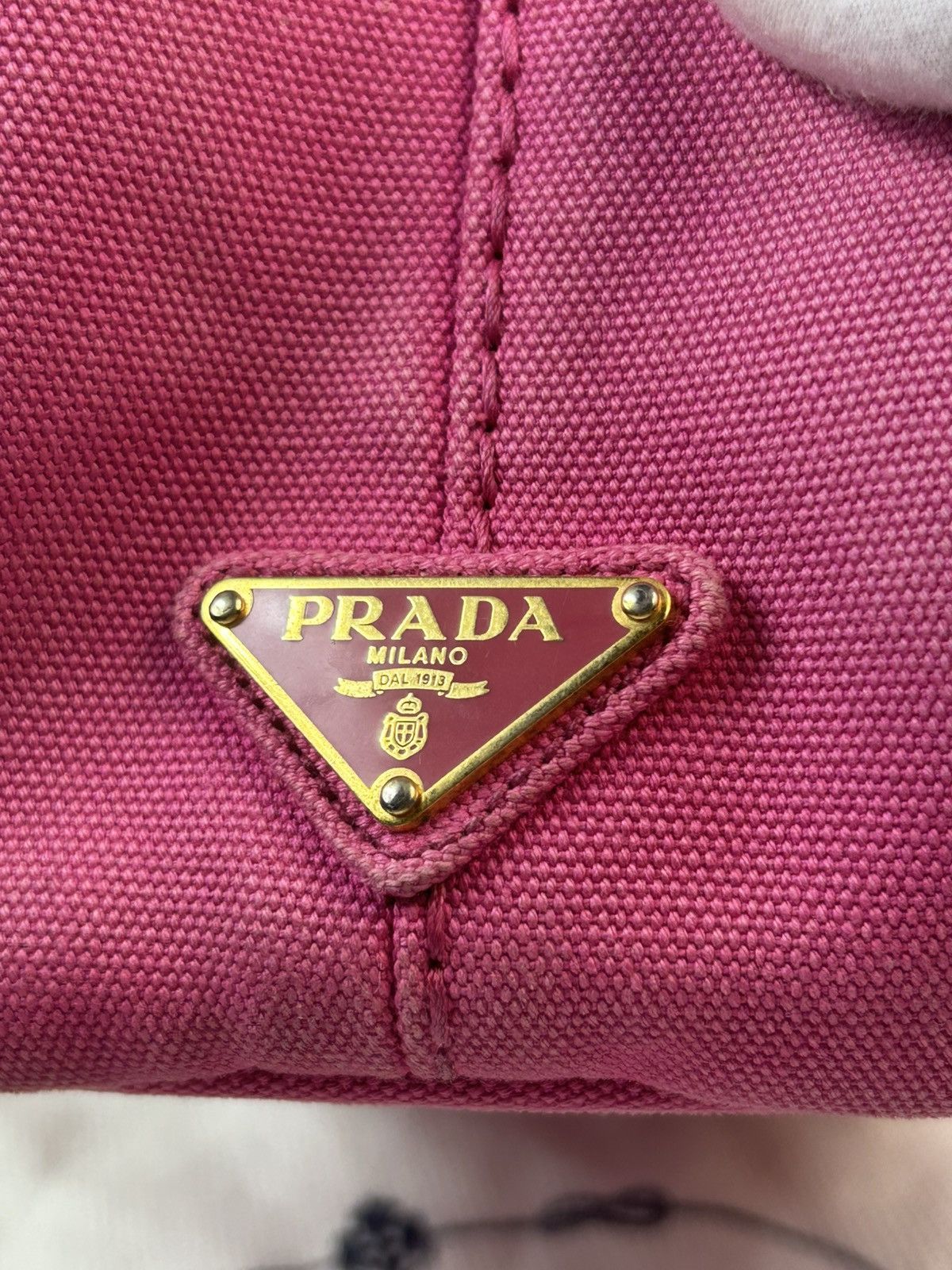 Prada Prada Pink Canapa Hand Bag Size ONE SIZE - 3 Thumbnail