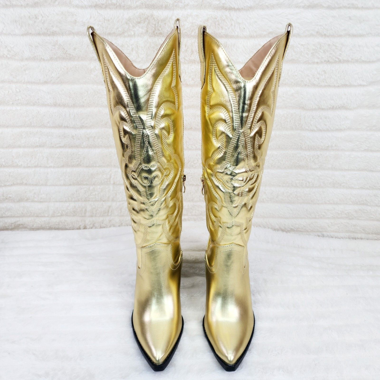 Other Electric Brushed Metallic Gold Western Knee High Cowgirl Boo Size US 7.5 / IT 37.5 - 1 Thumbnail