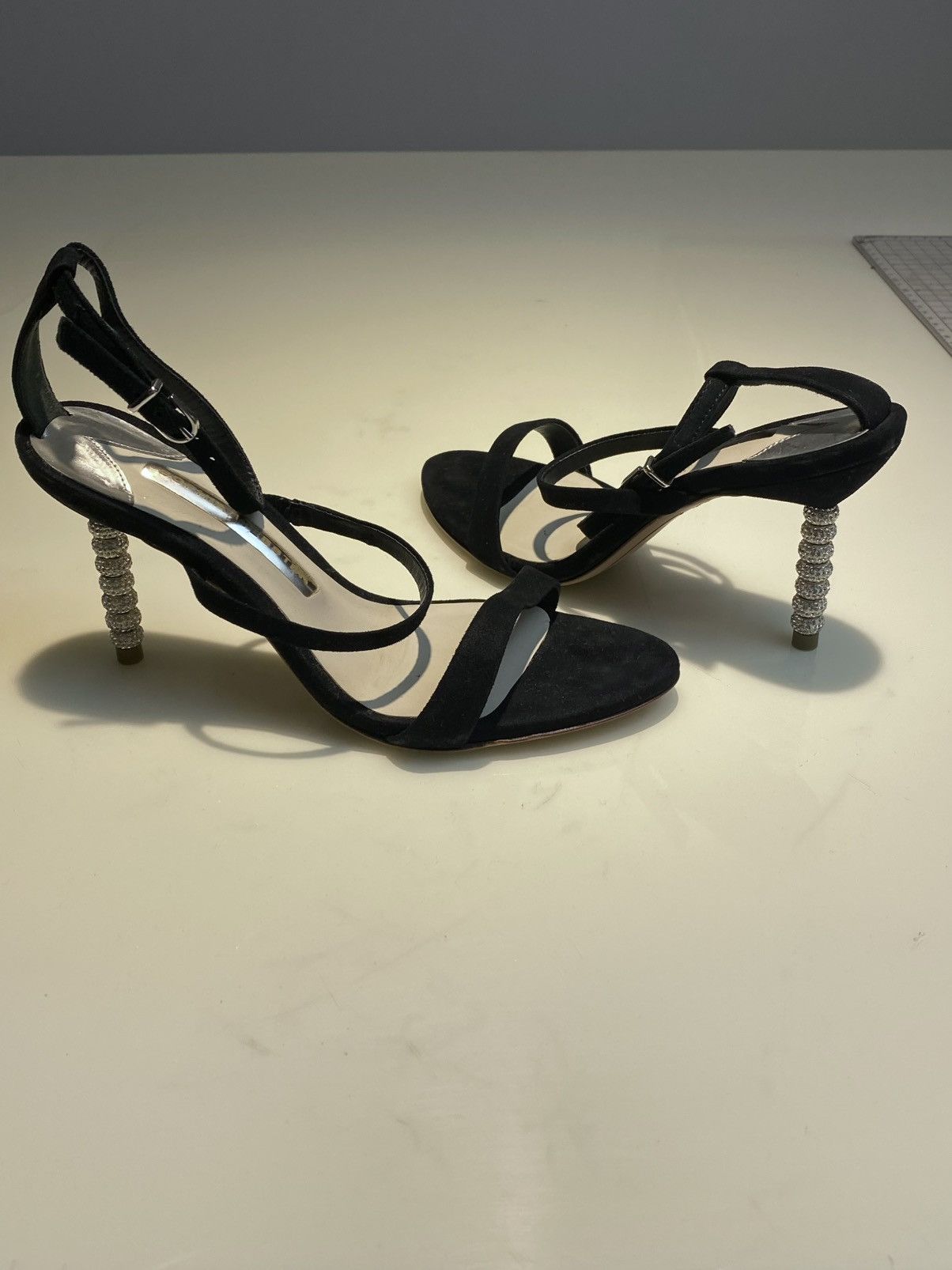 Sophia Webster Rosalind Crystal Black Satin Heels 36 Size US 5.5 / IT 35.5 - 6 Thumbnail