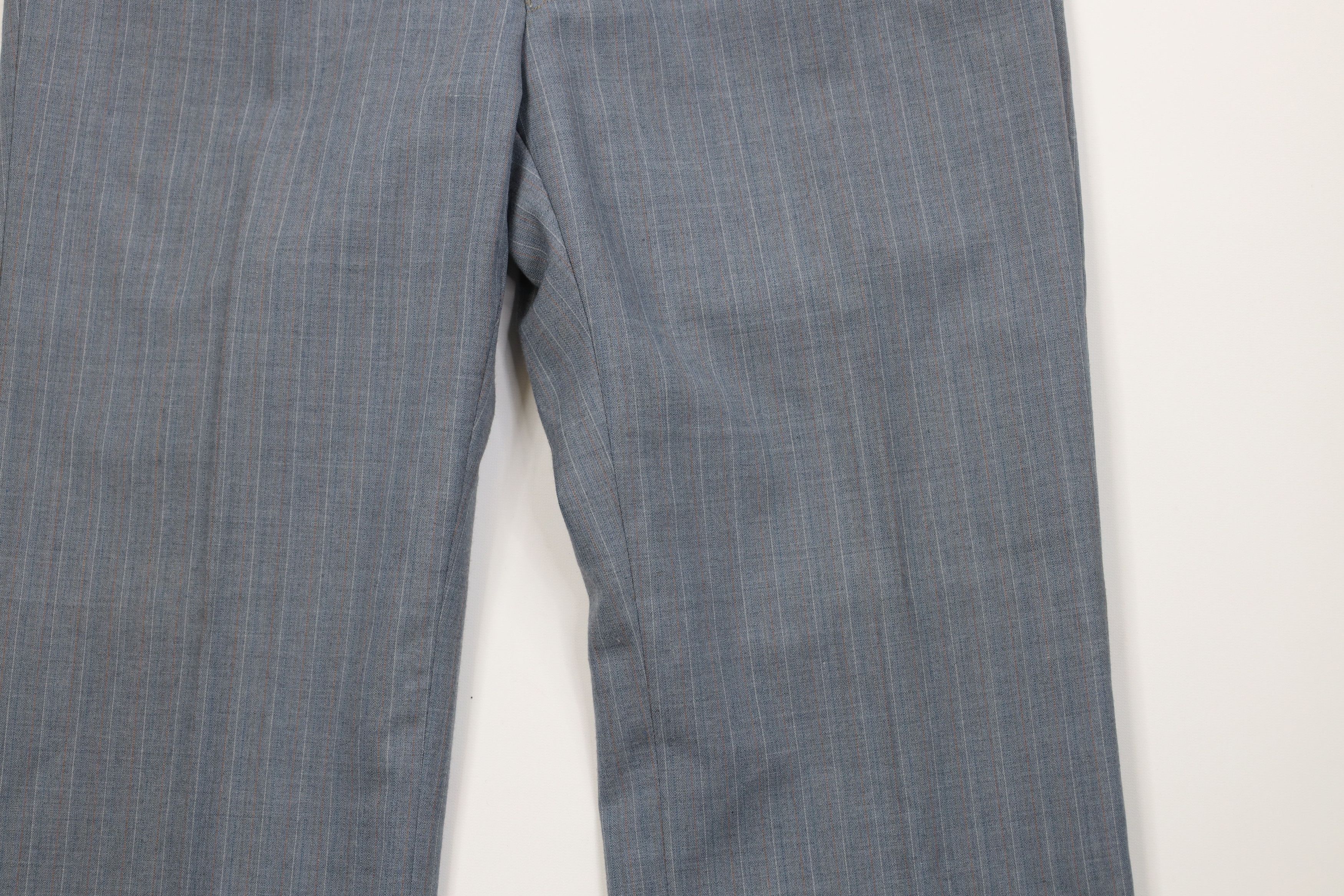 Vintage Vintage 70s 2 Piece Wool Suit Wedding Blue Striped Size 44L - 14 Thumbnail