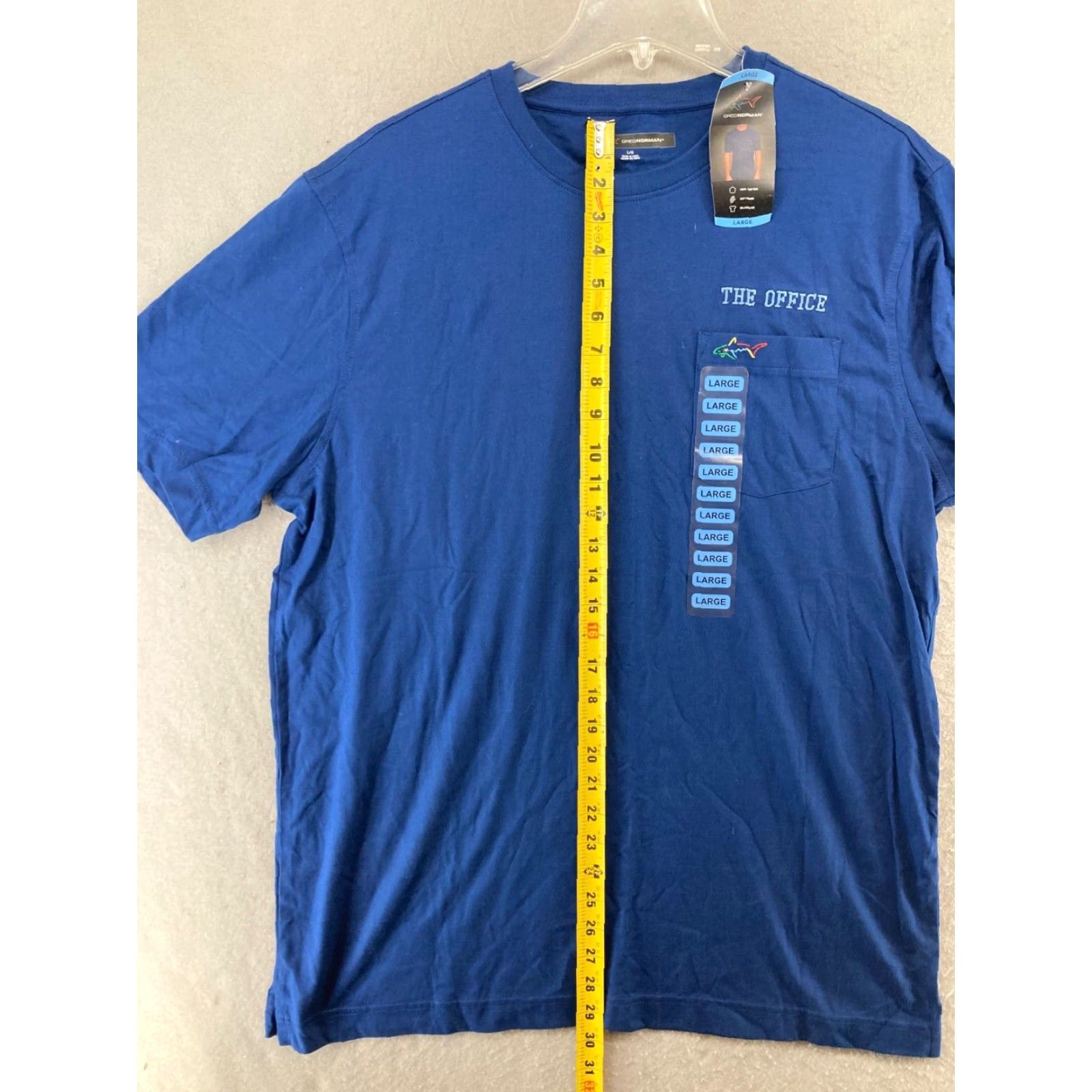 Vintage Greg Norman Men's T-Shirt Large Blue Solid Pocket Crew Neck Jersey Classic Sports Size US L / EU 52-54 / 3 - 3 Thumbnail