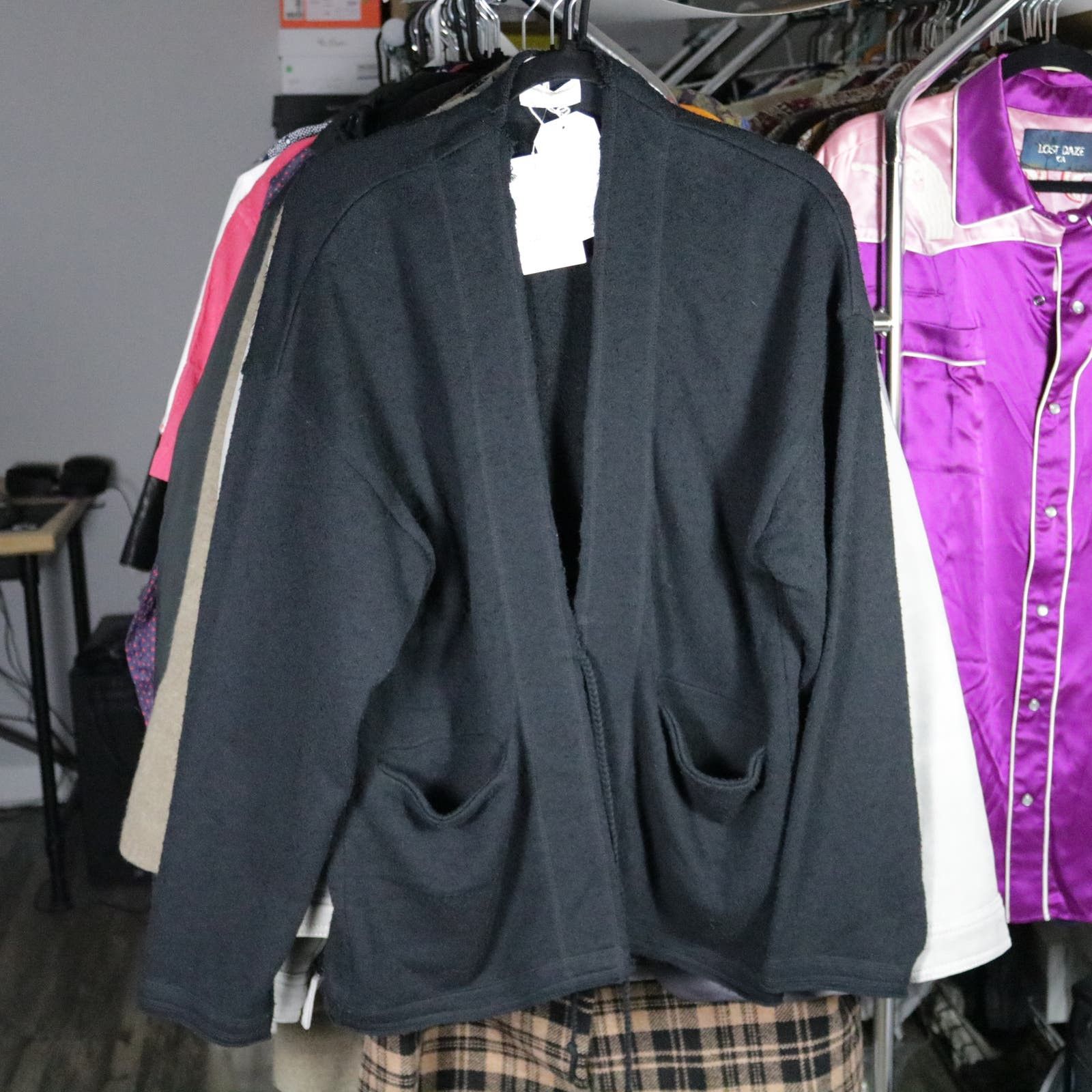 image of Faccies Kimono Style Cardigan Shirt Jacket Size 2 in Black, Men's
