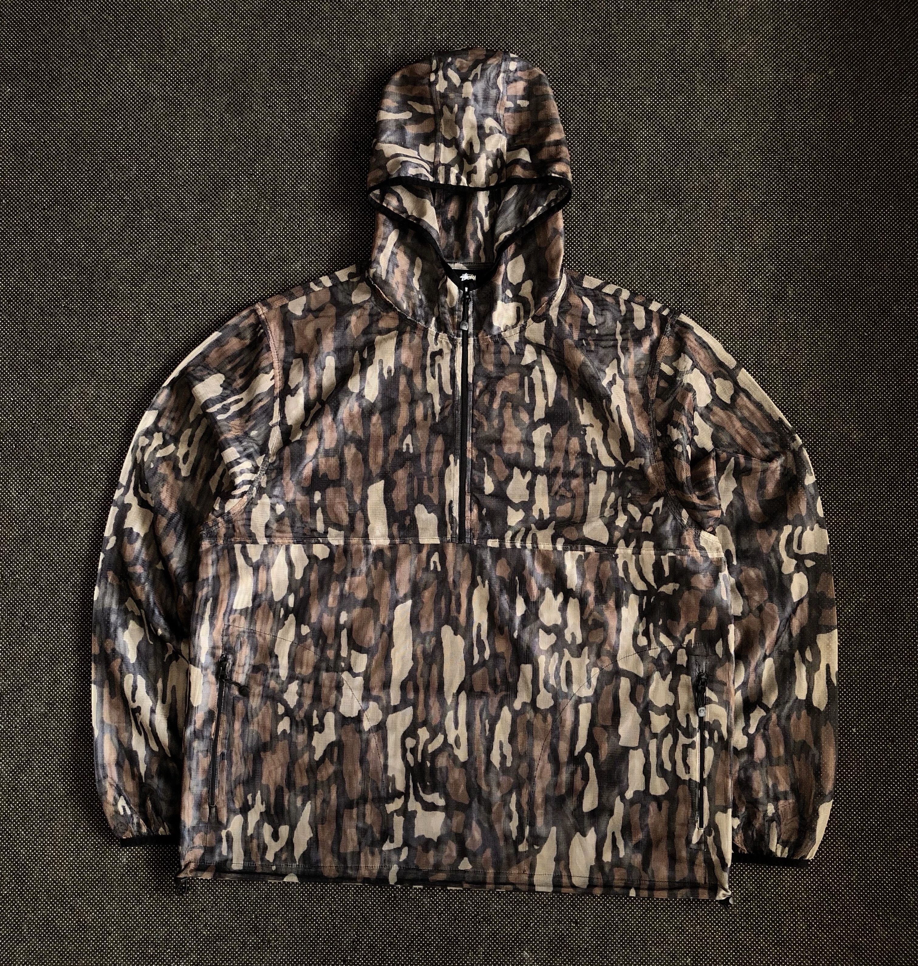 Stussy RARE🔥SS19 TREE BARK CAMO POLY-MESH 1/2 ZIP PULLOVER Size US XL / EU 56 / 4 - 2 Thumbnail