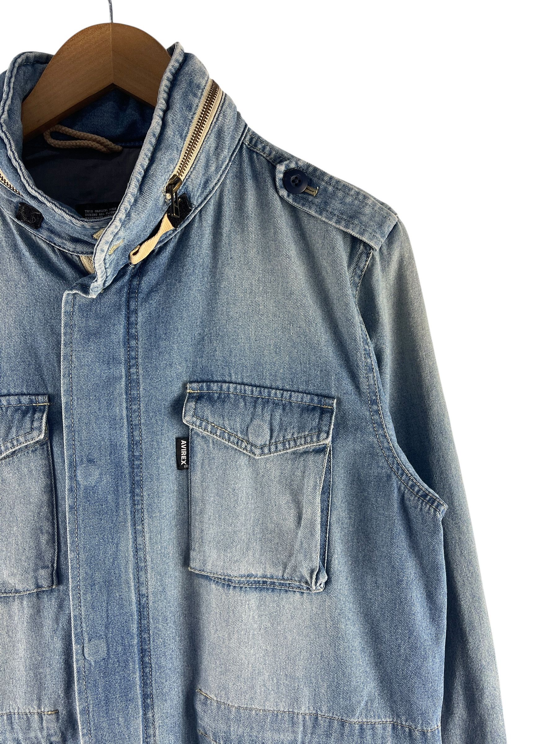 Avirex Vintage Avirex PX Hooded Denim Field Jacket Military Style Size US L / EU 52-54 / 3 - 10 Thumbnail