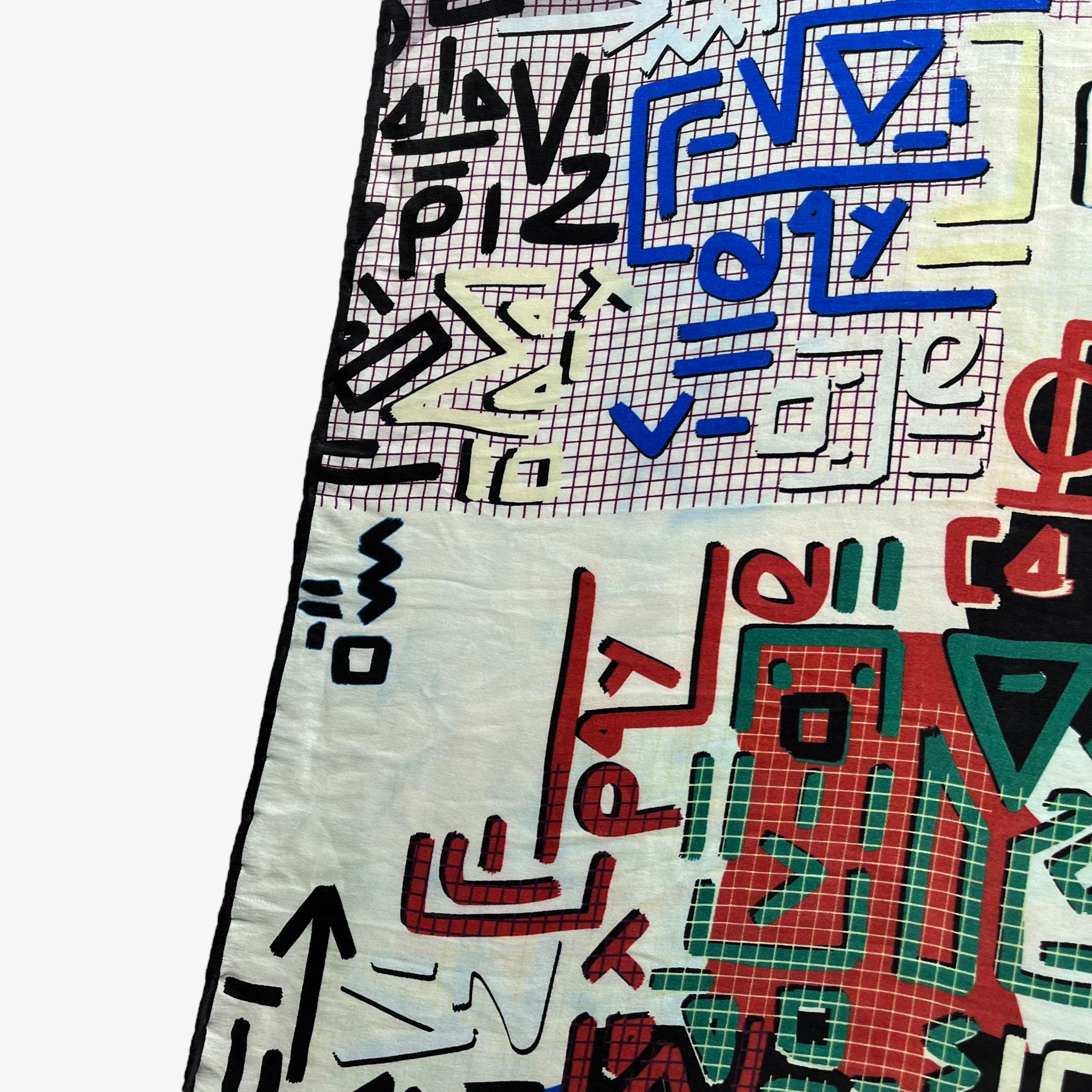 Pierre Cardin Vintage 90s Pierre Cardin Abstract Graffiti Print Silk Scarf Size ONE SIZE - 5 Thumbnail
