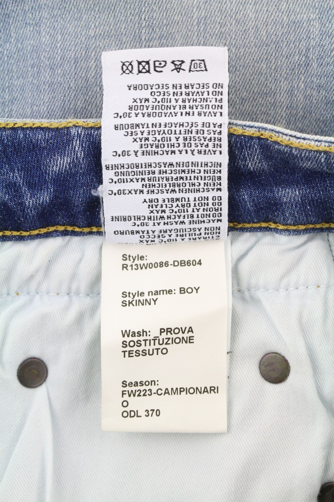 R13 BOY SKINNY 27 Blue Washed Faded Ankle Cropped Zip Fly 86322 Size 27" / US 4 / IT 40 - 8 Thumbnail