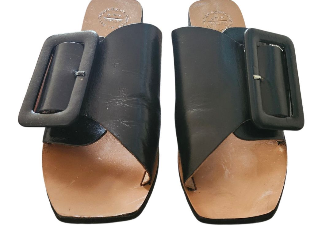 ATP Atelier ATP ATELIER Women's Ceci flat Sandals Black Size US 7.5 / IT 37.5 - 3 Thumbnail