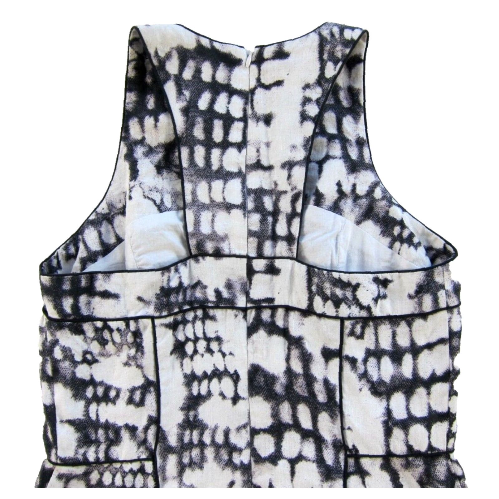 Cynthia Rowley Cynthia Rowley 100% Linen Black White Purple Snake Print Tank Sheath Dress 6 Size M / US 6-8 / IT 42-44 - 6 Thumbnail