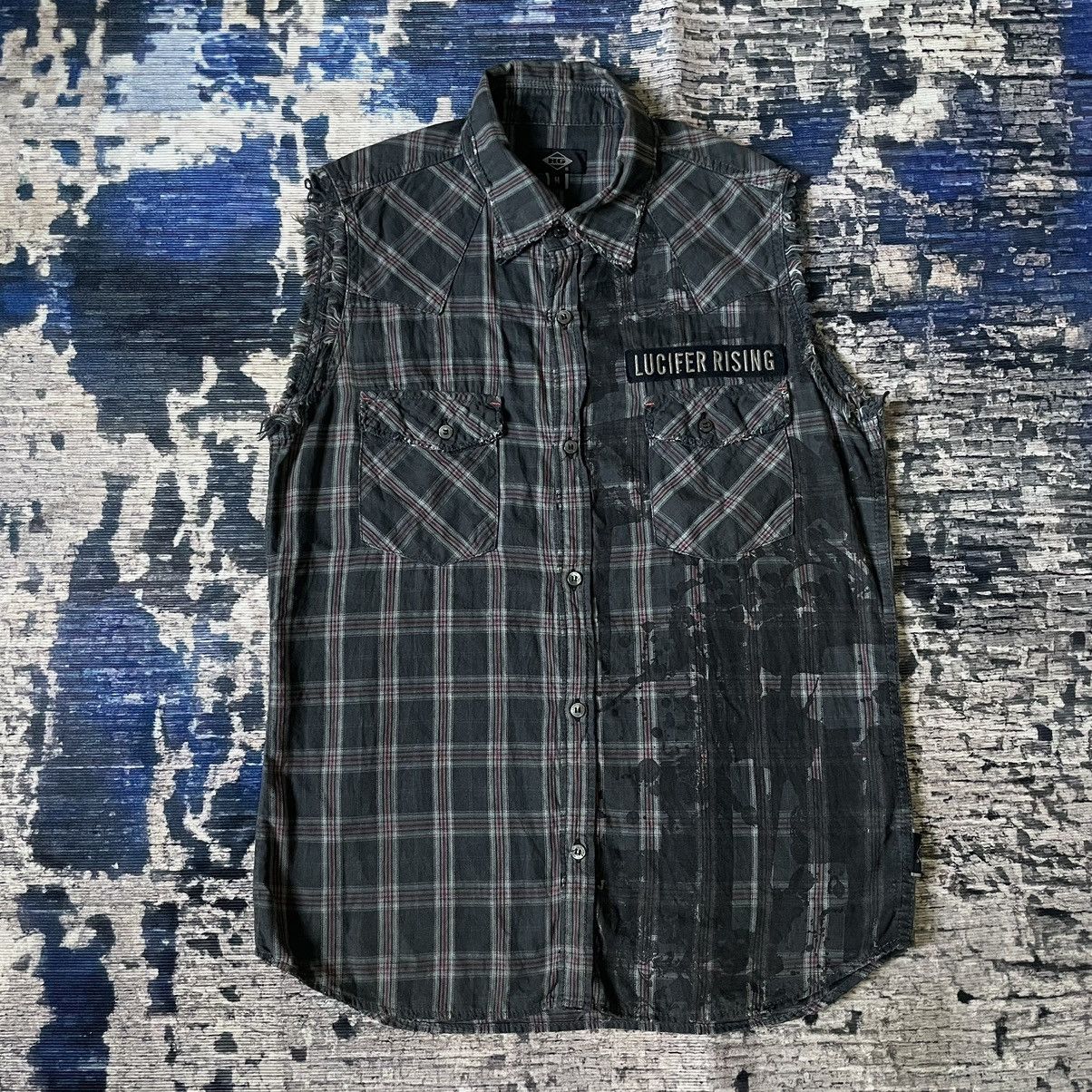 Hysteric Glamour Hysteric Glamour Gothic Punk Distressed Sleeveless Flannel Size S / US 4 / IT 40 - 1 Thumbnail
