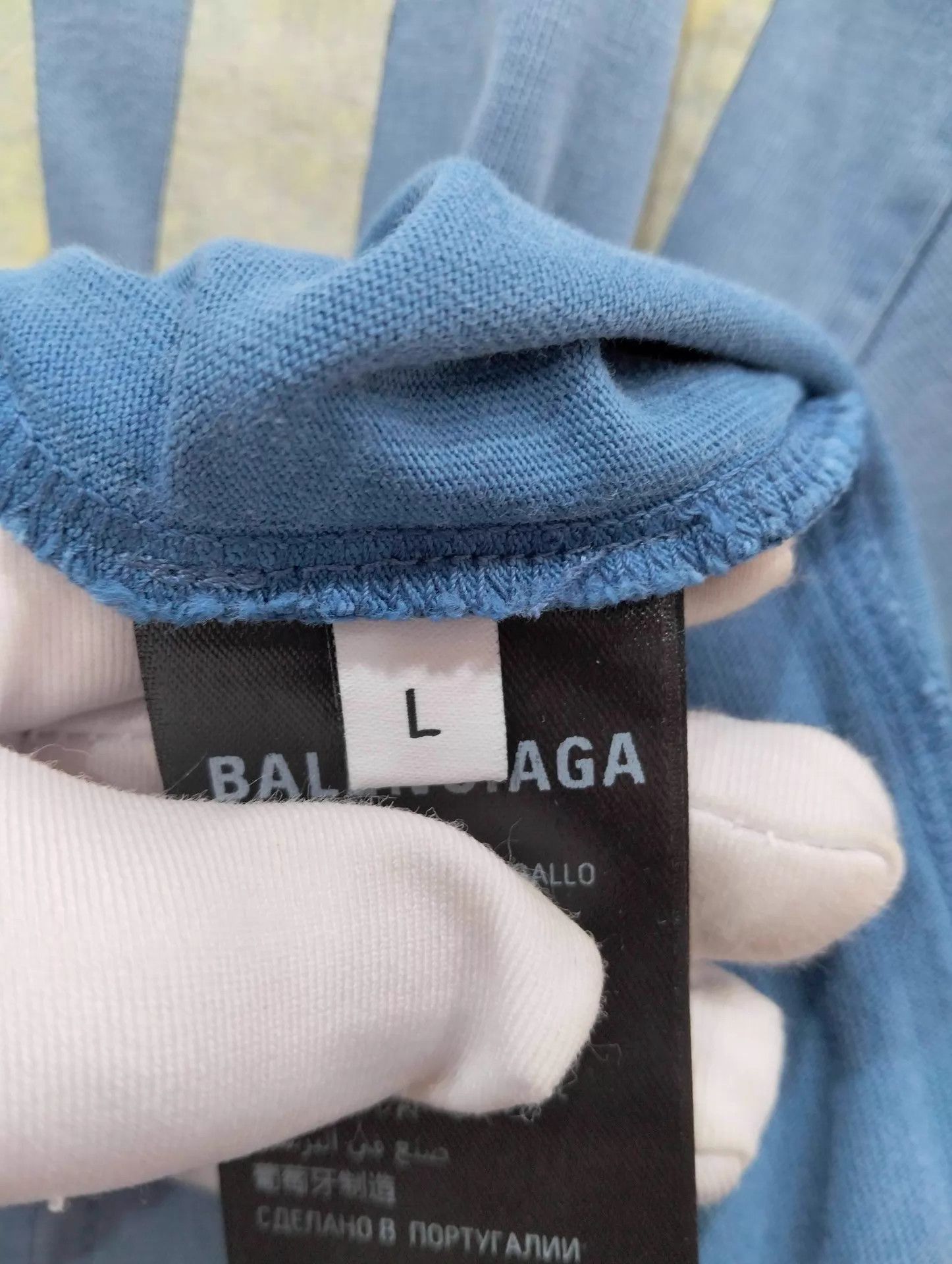 Balenciaga BALENCIAGA Mist Blue Tape Logo Short Sleeve T-Shirt L Size L / US 10 / IT 46 - 5 Thumbnail