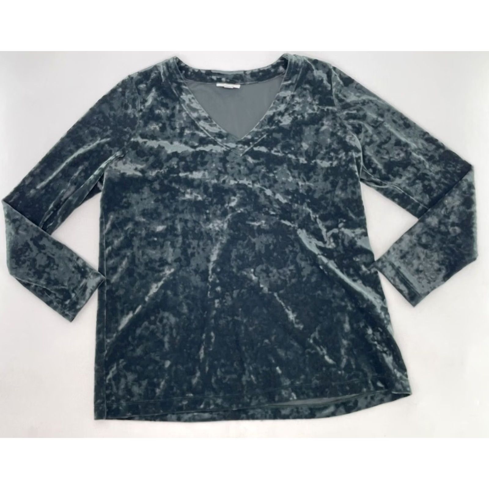 J. Jill J.Jill Tunic Women’s Size Small Green Velvet V-Neck Top Boho Artsy Crushed Size L / US 10 / IT 46 - 3 Thumbnail