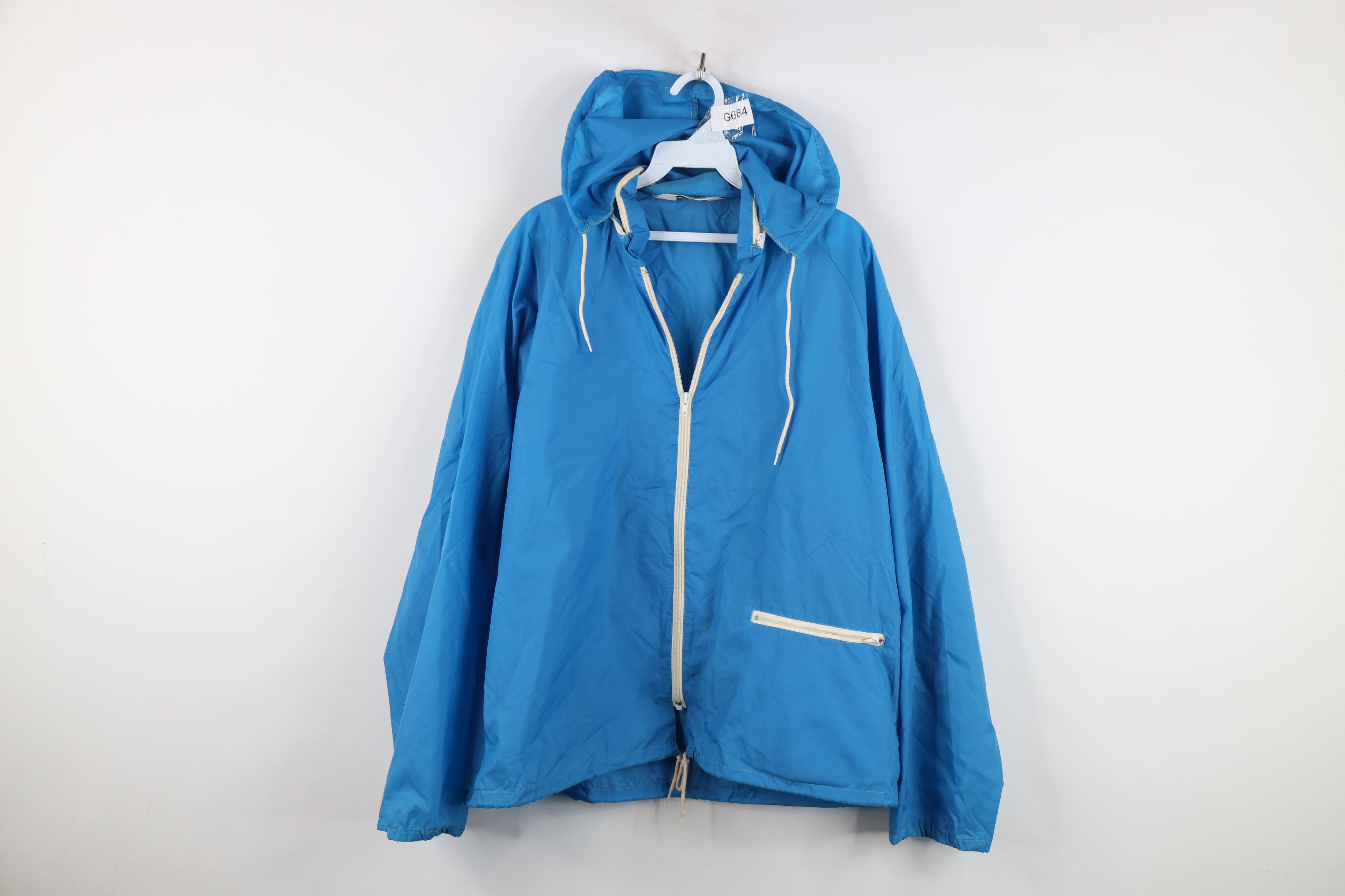 Vintage Vintage 70s Streetwear Full Zip Windbreaker Jacket Blue Size US L / EU 52-54 / 3 - 1 Thumbnail