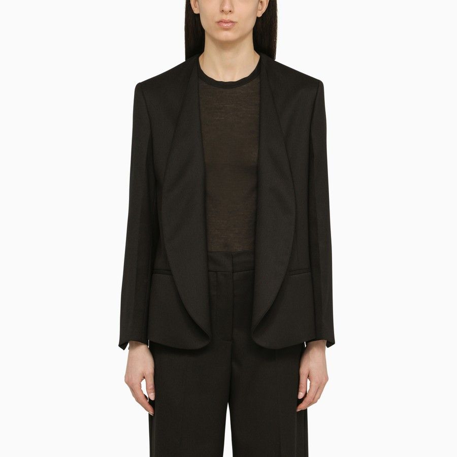 Calvin Klein o1d2blof0824 Satin Single-Breasted Jacket in Black Size S / US 4 / IT 40 - 1 Thumbnail