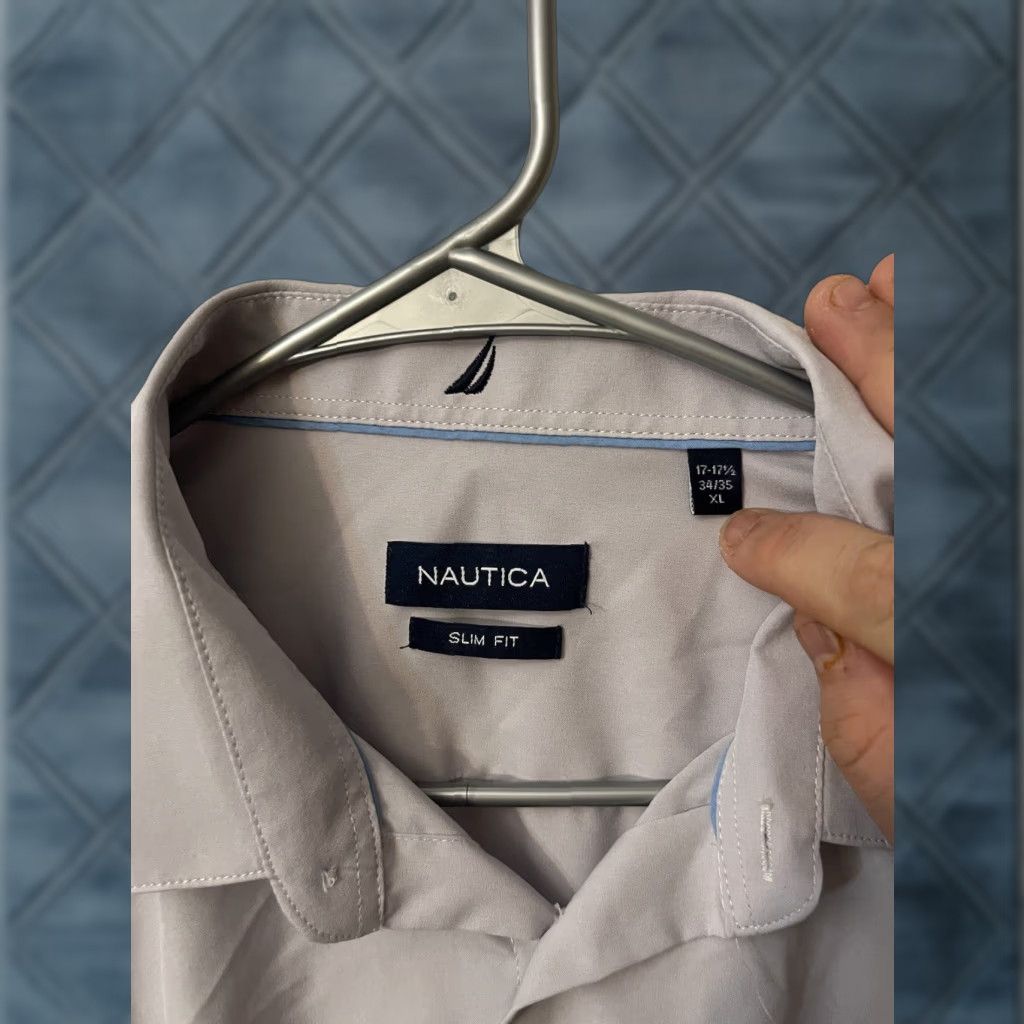 Nautica Nautica Slim Fit Button Up Performance Super Shirt XL Gray Men Dress Shirt Size US XL / EU 56 / 4 - 1 Thumbnail