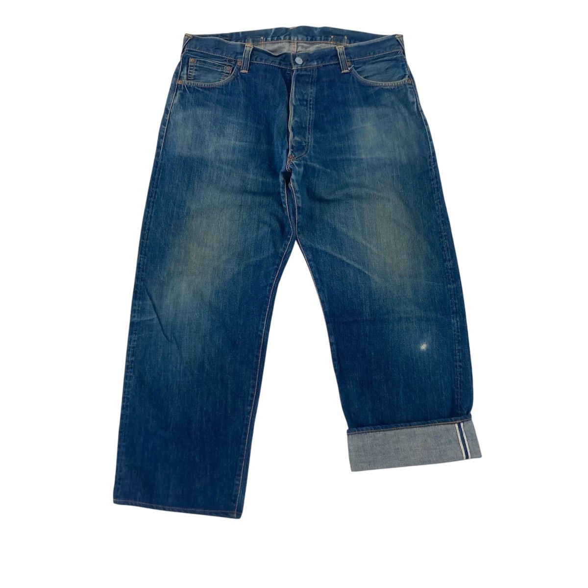 Evisu DISTRESSED EVISU SELVEDGE BUCKLE BACK JEANS Size US 37 - 2 Thumbnail