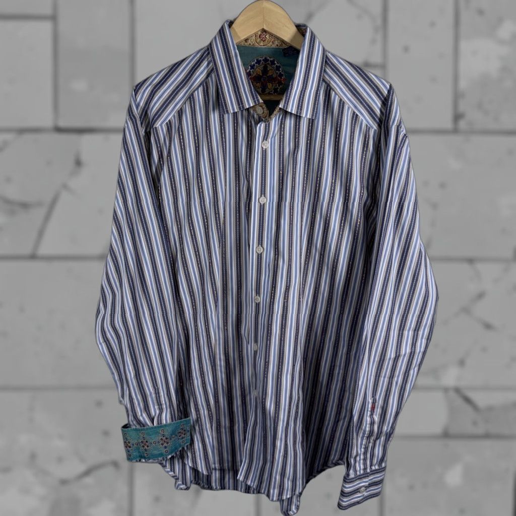 Robert Graham Robert Graham Shirt Mens Longsleeve Button Up Blue Striped 2XL Size US XXL / EU 58 / 5 - 1 Thumbnail