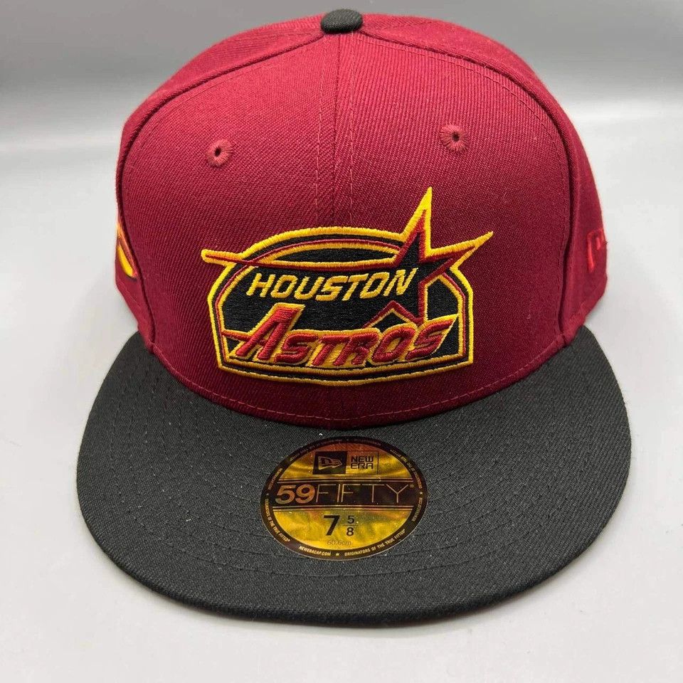 New Era Houston Astros Hat Men 7 5/8 59Fifty New Era MLB Fitted Cap Size ONE SIZE - 2 Thumbnail