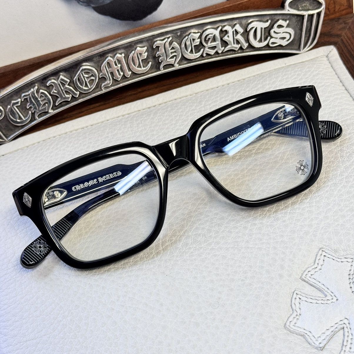 Pre-owned Chrome Hearts Ambidixtrous Glasses In Black