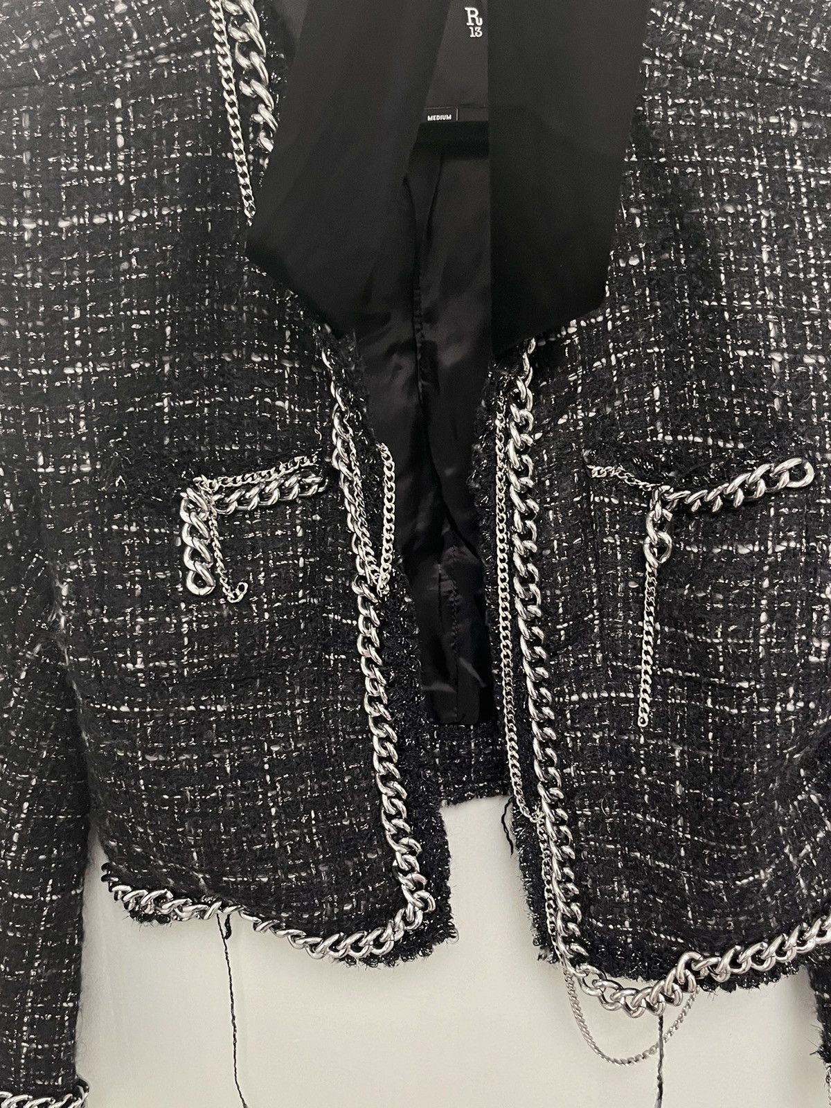 R13 Square Shoulder Tweed Jacket. Medium Size M / US 6-8 / IT 42-44 - 9 Thumbnail