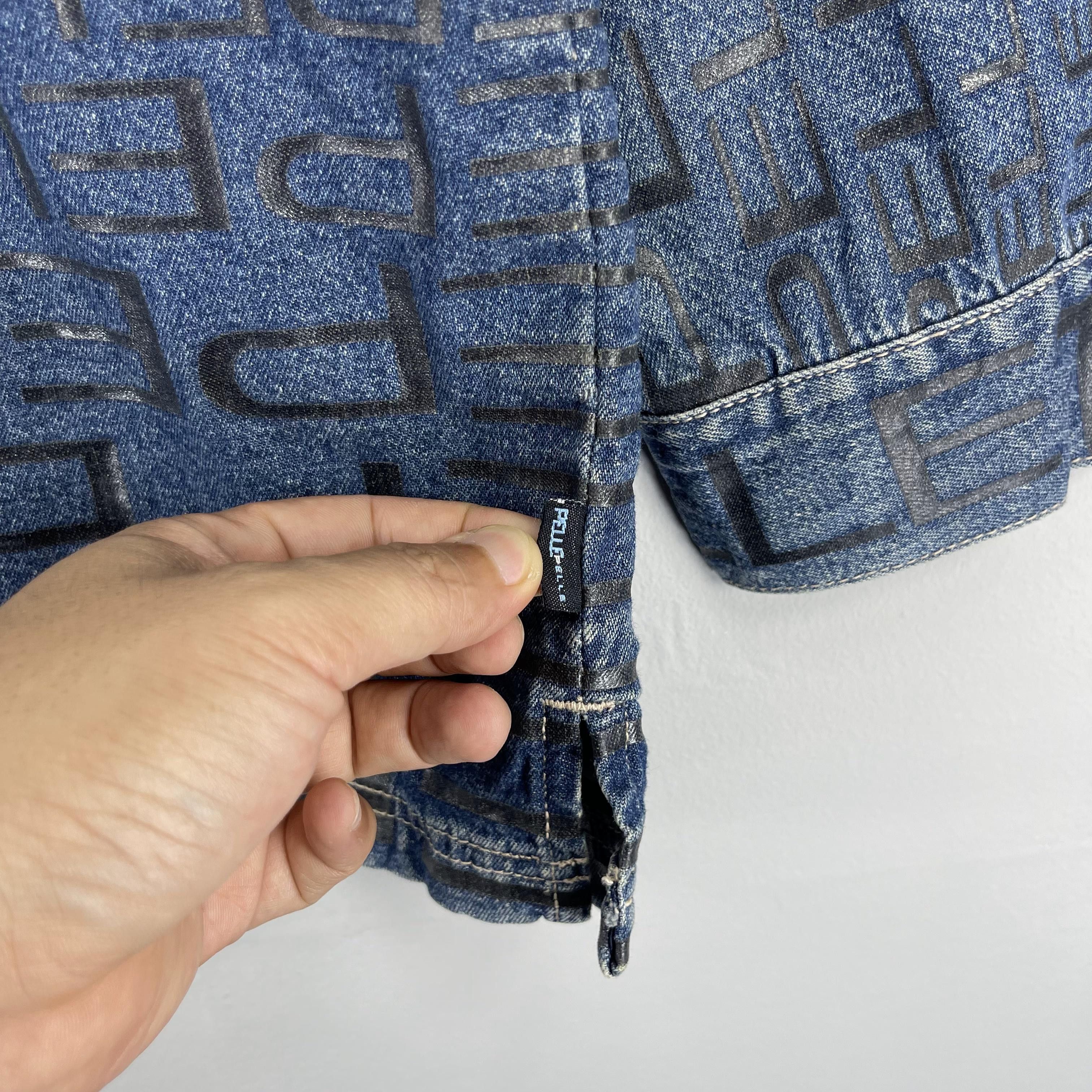 Marc Buchanan Vintage 90s PELLE PELLE Monogram Workwear Denim Jacket Size US L / EU 52-54 / 3 - 4 Thumbnail