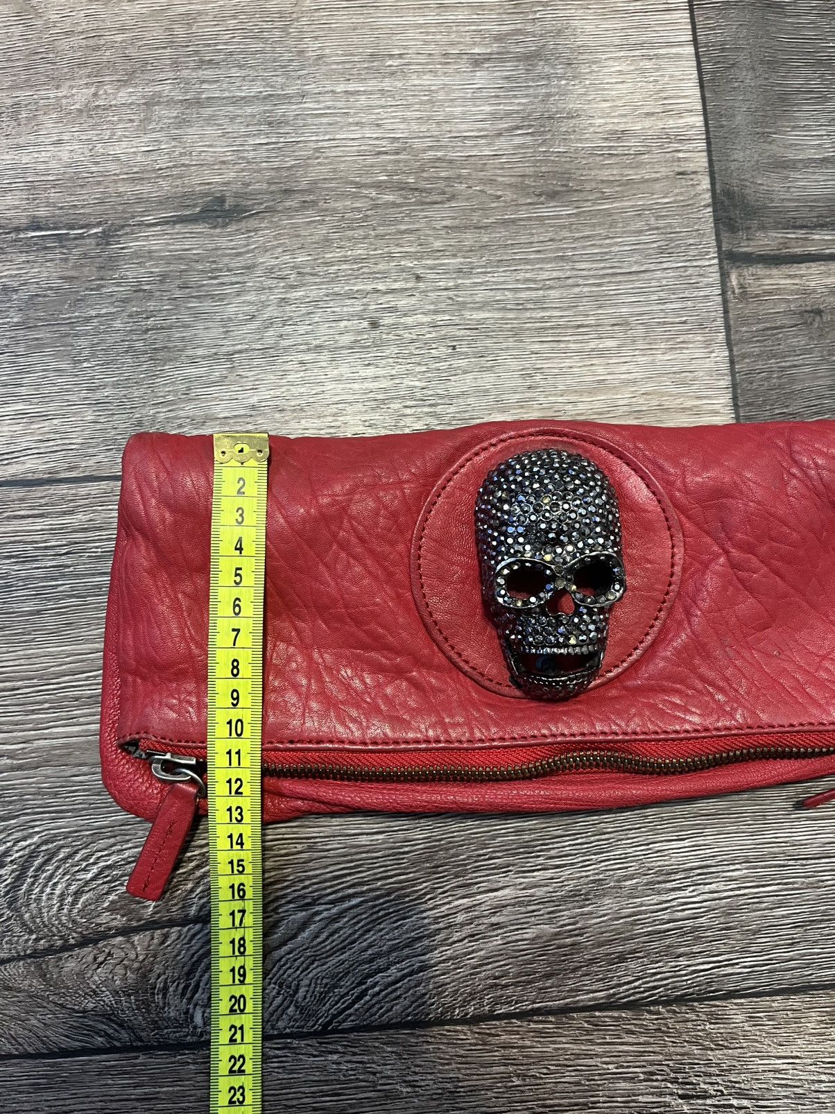 Thomas Wylde Thomas Wylde Red Leather Skull Foldover Clutch Handbag Size ONE SIZE - 12 Thumbnail