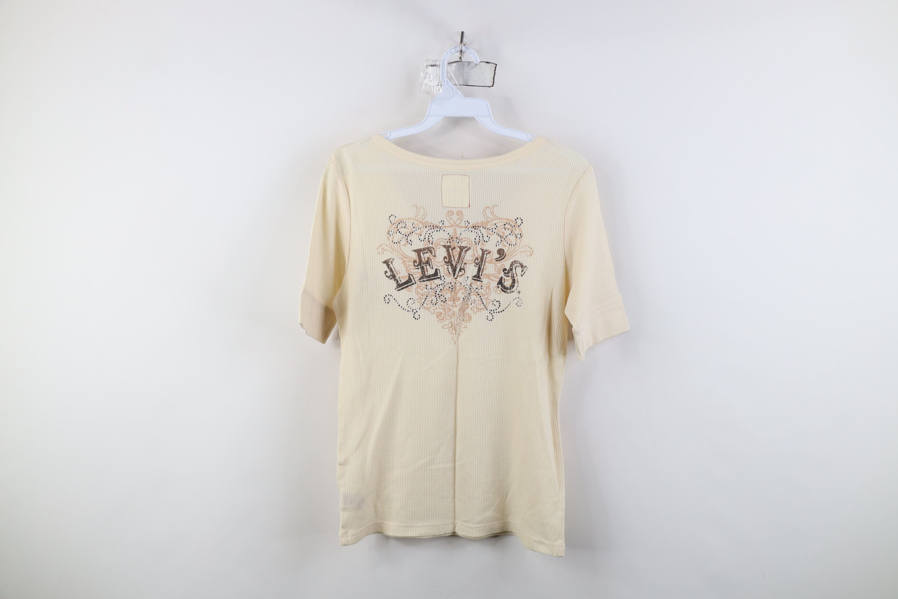 Levi's Vintage Y2K Levis Cropped Thermal Waffle Knit Henley T-Shirt Size L / US 10 / IT 46 - 12 Thumbnail