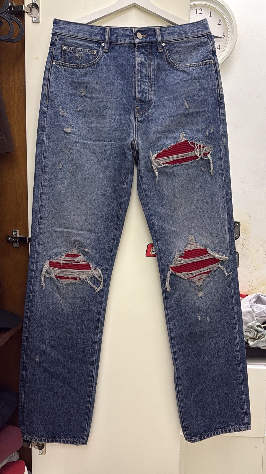 Amiri Amiri MX1 Straight-Leg Panelled Distressed denim Jeans Size US 30 / EU 46 - 1 Thumbnail