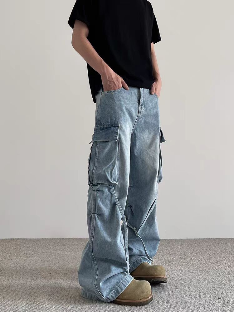 Japanese Brand × Jean High Street Frayed Strappy Workwear Micro Flare Jeans Size US 34 / EU 50 - 3 Thumbnail
