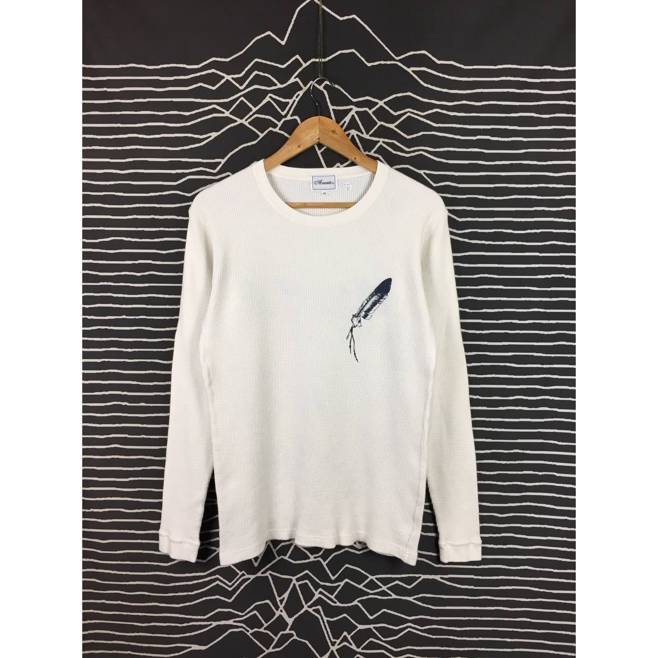 Japanese Brand × Vintage Acoustic Feather Graphic Waffle Knit Longsleeve Tee Size US M / EU 48-50 / 2 - 2 Thumbnail