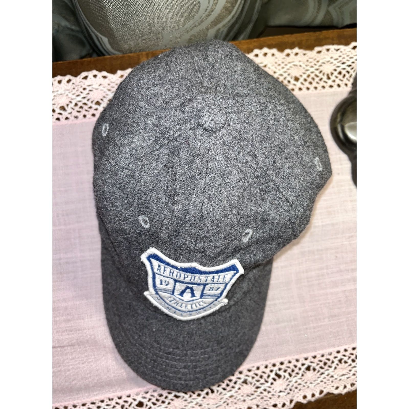 Vintage VINTAGE Aéropostale Men's Fitted Wool Baseball Cap L/XL Gray Blue Patch Summer Fall Casual Size ONE SIZE - 5 Thumbnail