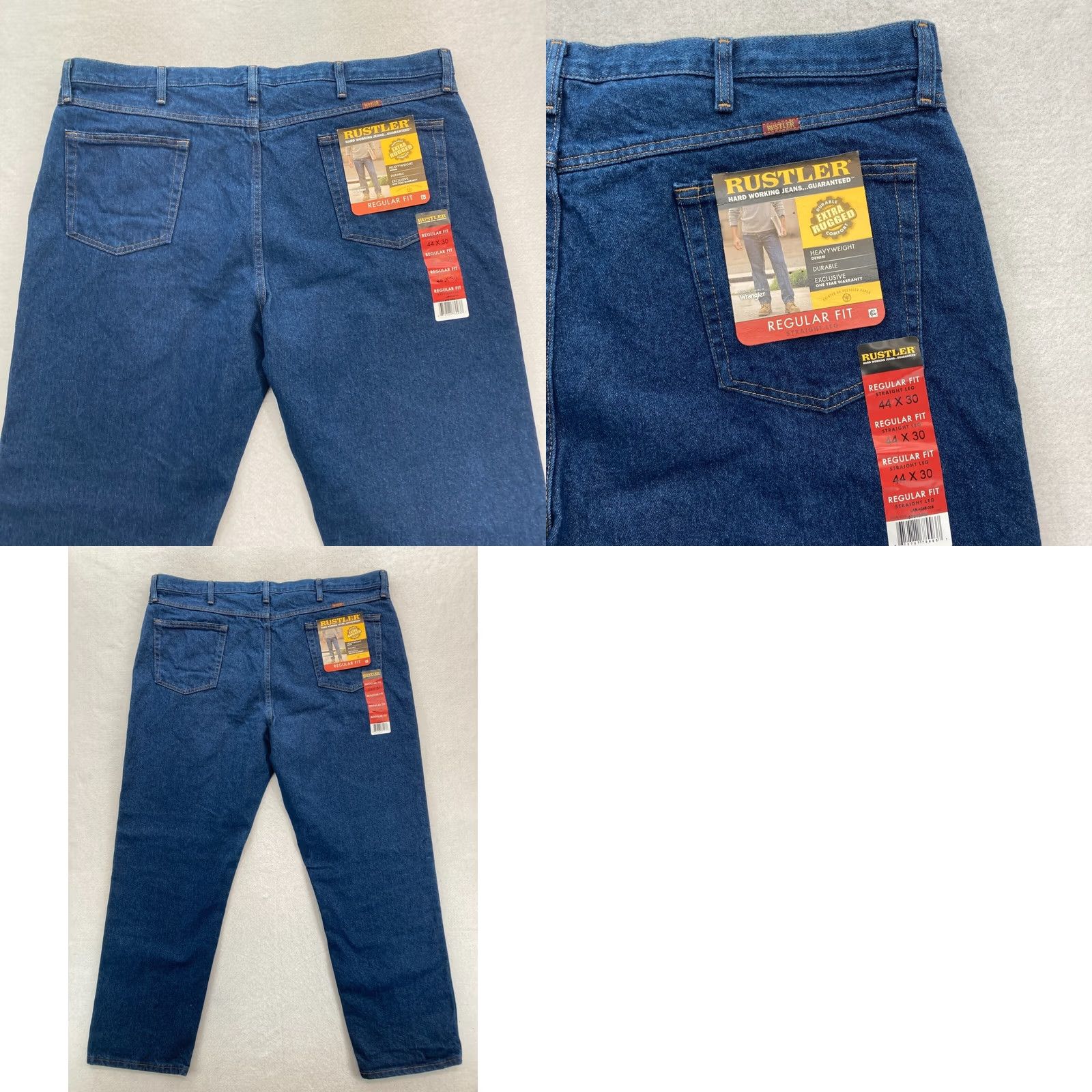 Denime Rustler Mens 44x30 Blue Denim Straight Jeans NWT Medium Wash Regular Rise 30 Inseam Size 44 44x30 Jeans Mens Size US 44 / EU 60 - 8 Thumbnail