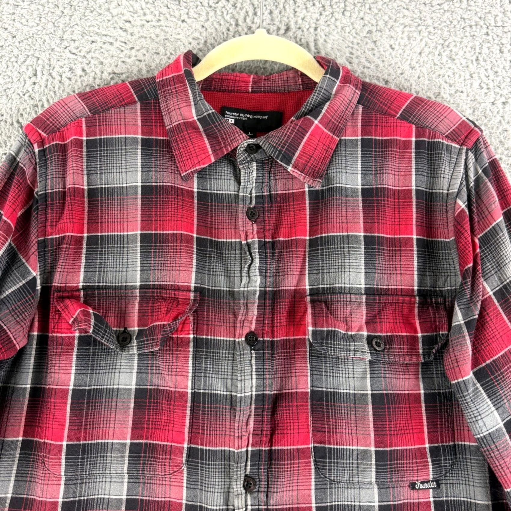 Vintage Fourstar Flannel Shirt Large Red Plaid Thermal Lined Skate Streetwear Mens Size US L / EU 52-54 / 3 - 3 Thumbnail